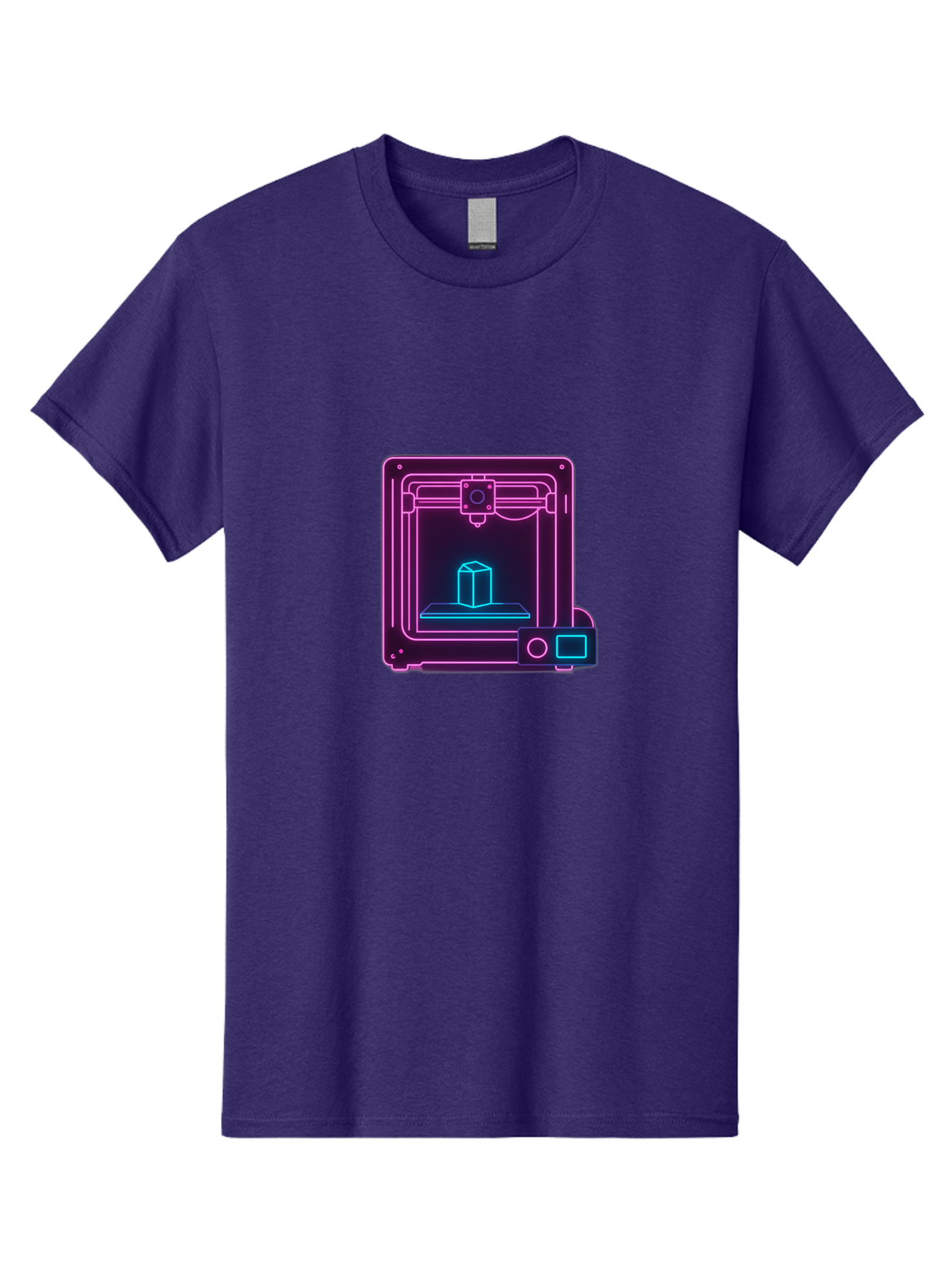 3D-Printer-8 Men'S Graphic Tee, 100% Cotton, Comfortable Casual Summer Wear, Machine Washable, 3D Printing Technology, Additive Manufacturing, Futuristic Design, Neon Lights, Digital Fabrication, Prototype Development, Innovative Product, Baa042
