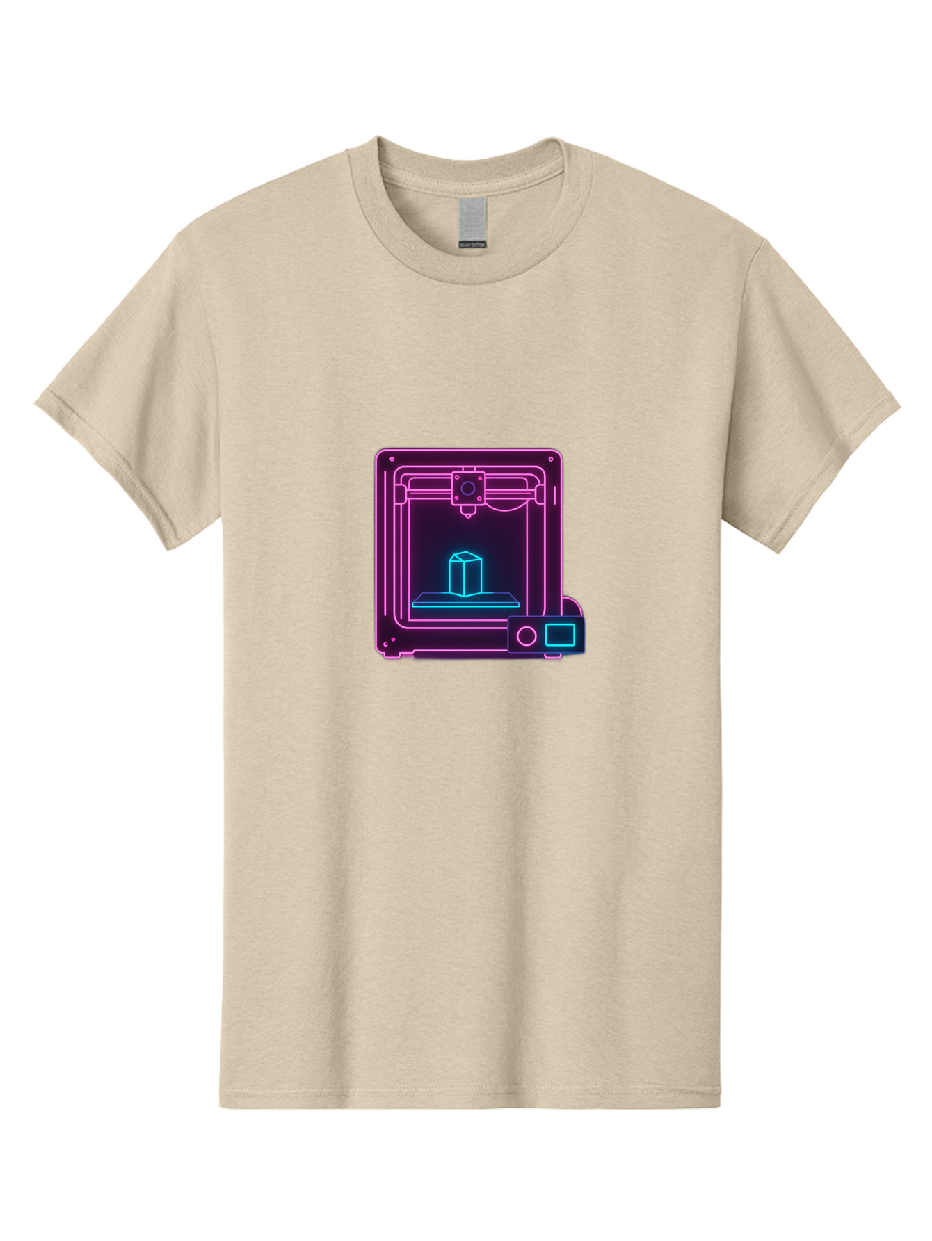 3D-Printer-8 Men'S Graphic Tee, 100% Cotton, Comfortable Casual Summer Wear, Machine Washable, 3D Printing Technology, Additive Manufacturing, Futuristic Design, Neon Lights, Digital Fabrication, Prototype Development, Innovative Product, Baa042