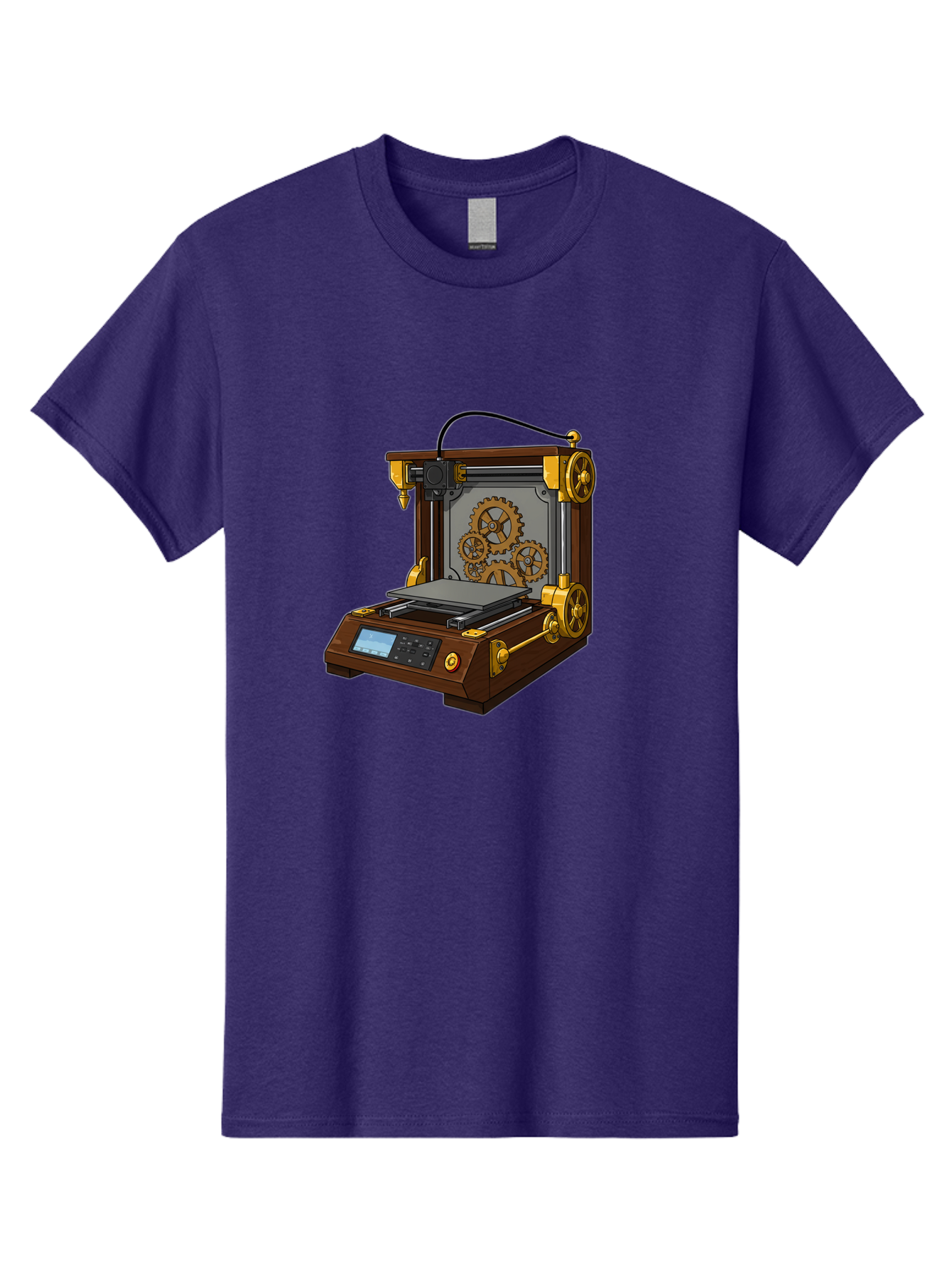 3D-Printer-9 Men'S Graphic Tee, 100% Cotton, Comfortable Casual Summer Wear, Machine Washable, Steampunk 3D Printer, Industrial Machinery, Mechanical Gears, Digital Display, Innovative Technology, Futuristic Design, Mechanical Engineering, Baa043