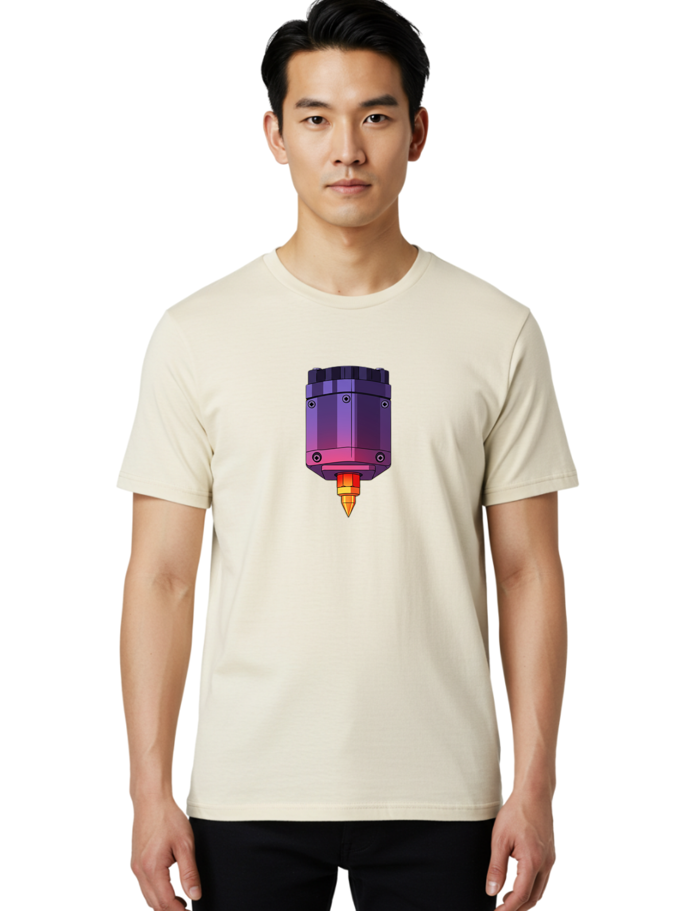 3D-Printer-Hotend-1 Men'S Graphic Tee, 100% Cotton, Comfortable Casual Summer Wear, Machine Washable, 3D Printing Technology, 3D Printer Extruder, Printer Head, Additive Manufacturing, 3D Modeling, Digital Fabrication, Rapid Prototyping Baa044