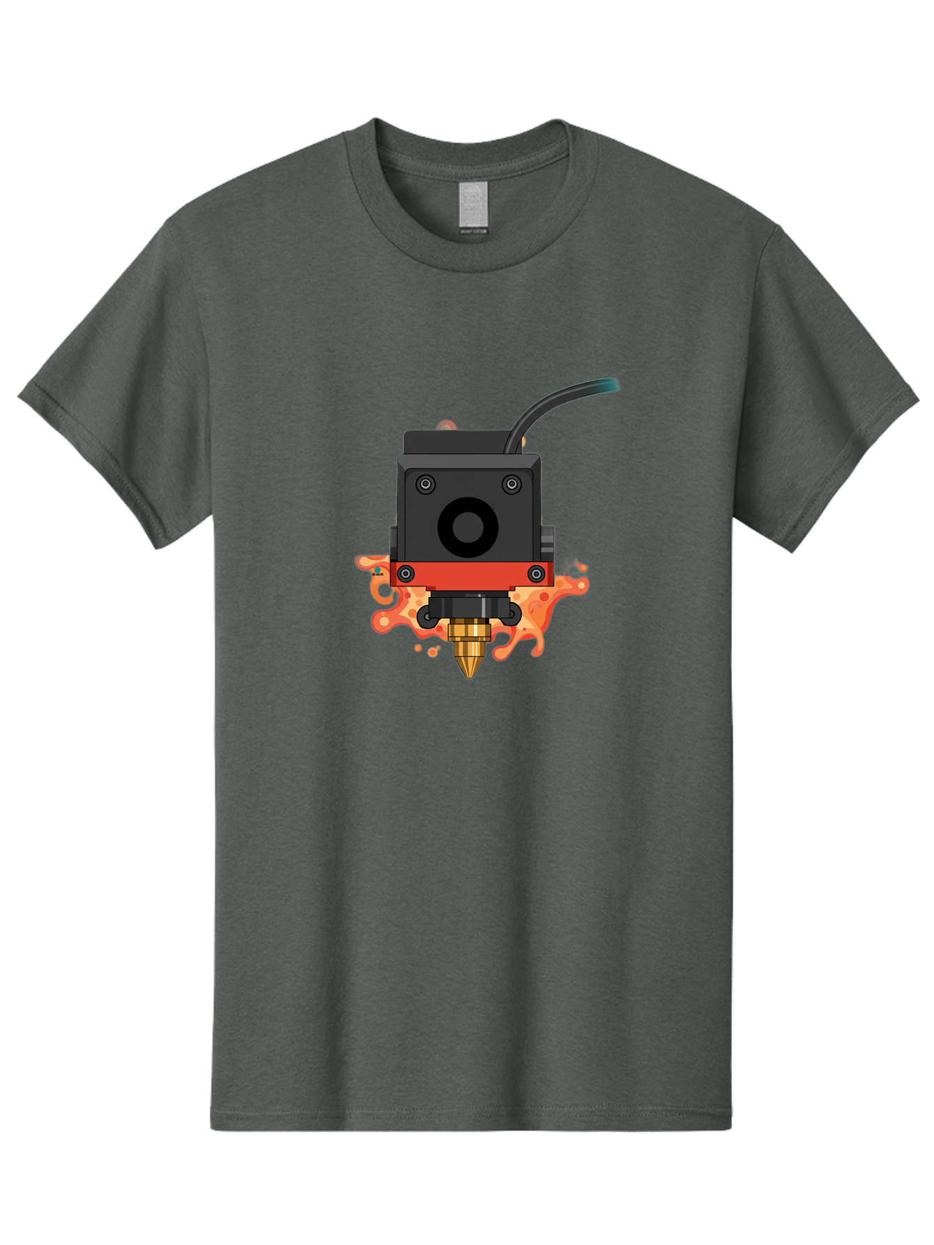3D-Printer-Hotend Men'S Graphic Tee, 100% Cotton, Comfortable Casual Summer Wear, Machine Washable, 3D Printing Technology, Hotend Extrusion, Melted Plastic, 3D Modeling, Additive Manufacturing, Printer Nozzle, Rapid Prototyping, Baa045