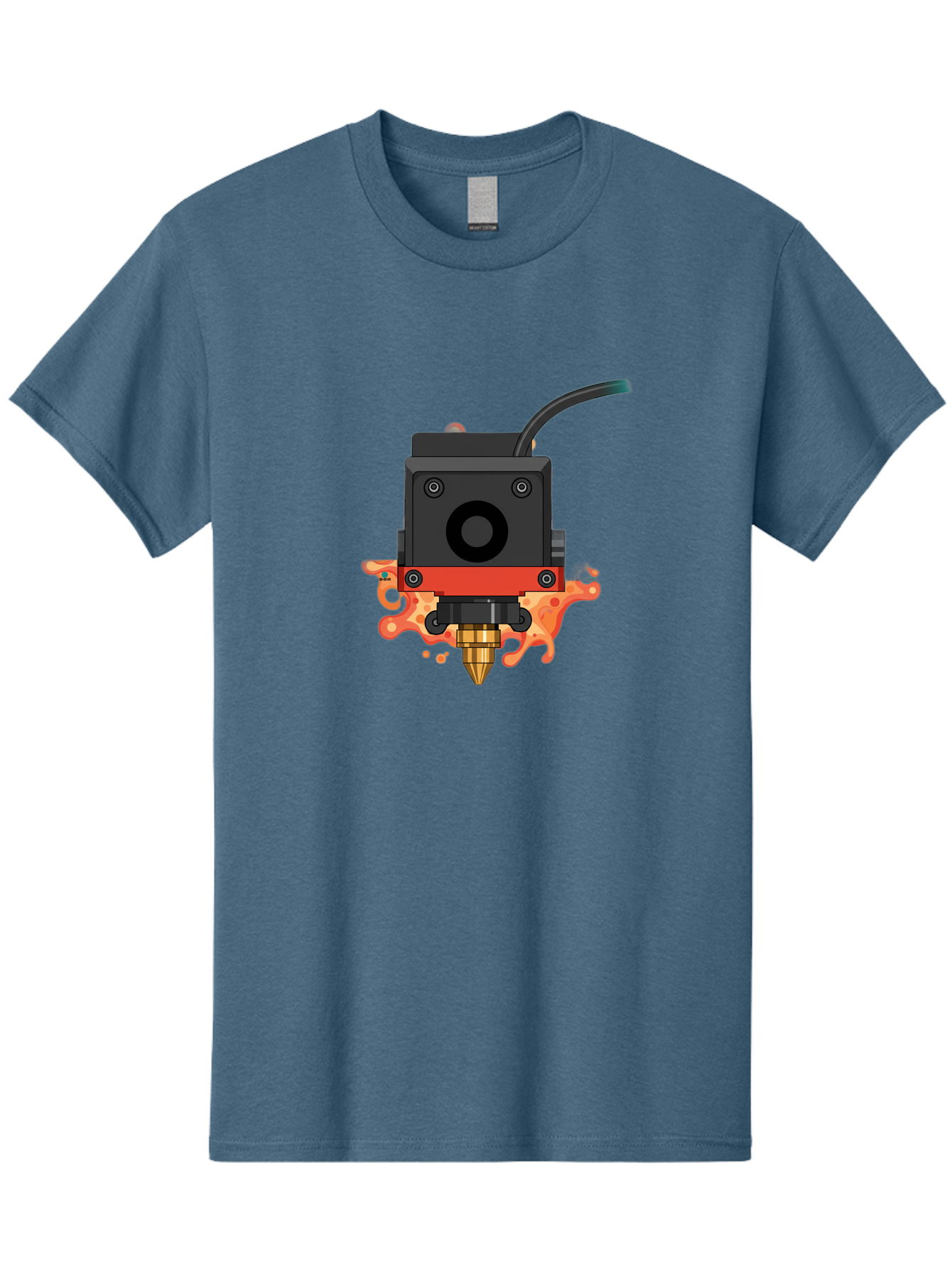 3D-Printer-Hotend Men'S Graphic Tee, 100% Cotton, Comfortable Casual Summer Wear, Machine Washable, 3D Printing Technology, Hotend Extrusion, Melted Plastic, 3D Modeling, Additive Manufacturing, Printer Nozzle, Rapid Prototyping, Baa045