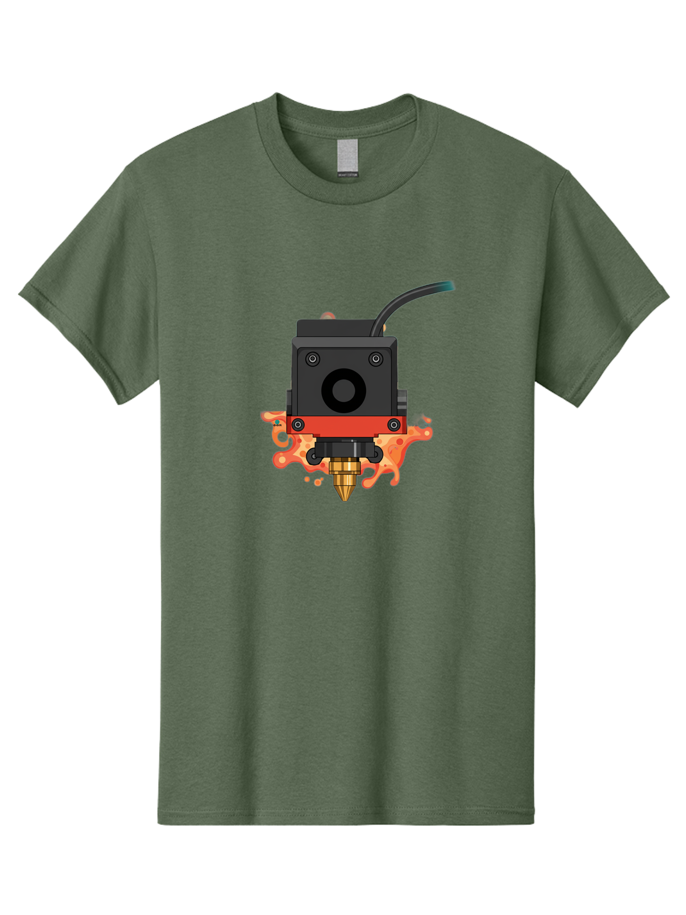 3D-Printer-Hotend Men'S Graphic Tee, 100% Cotton, Comfortable Casual Summer Wear, Machine Washable, 3D Printing Technology, Hotend Extrusion, Melted Plastic, 3D Modeling, Additive Manufacturing, Printer Nozzle, Rapid Prototyping, Baa045