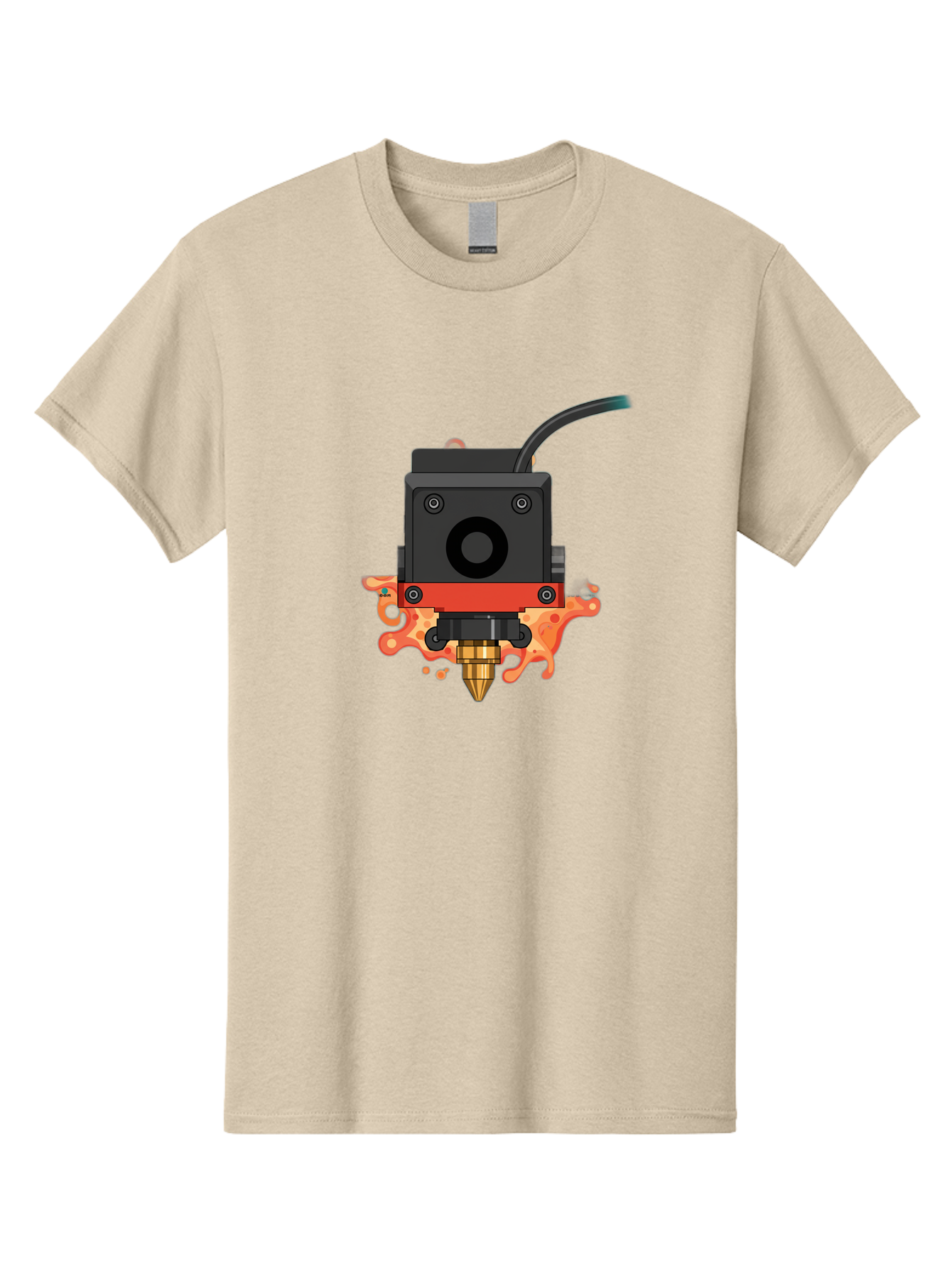 3D-Printer-Hotend Men'S Graphic Tee, 100% Cotton, Comfortable Casual Summer Wear, Machine Washable, 3D Printing Technology, Hotend Extrusion, Melted Plastic, 3D Modeling, Additive Manufacturing, Printer Nozzle, Rapid Prototyping, Baa045