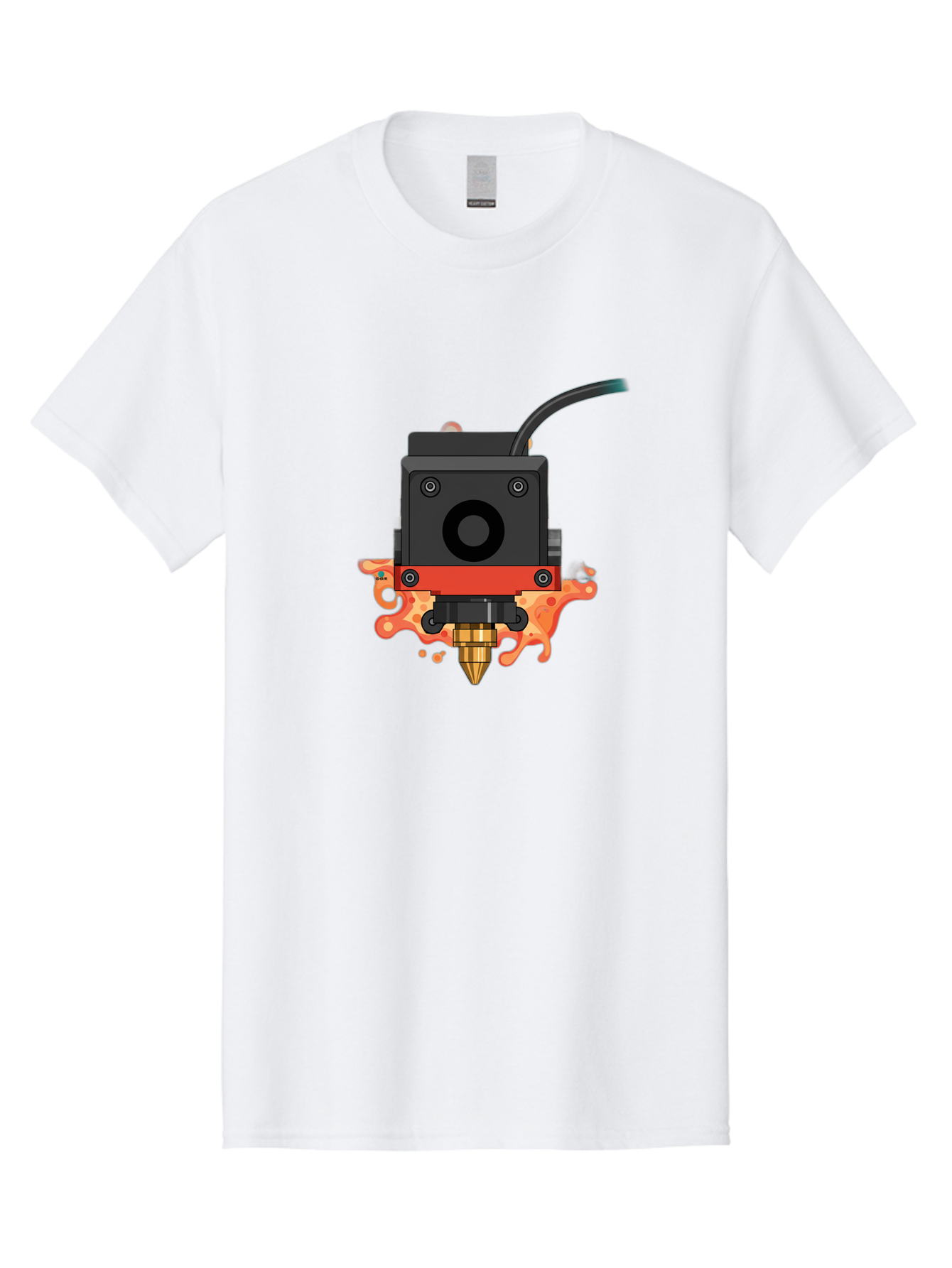 3D-Printer-Hotend Men'S Graphic Tee, 100% Cotton, Comfortable Casual Summer Wear, Machine Washable, 3D Printing Technology, Hotend Extrusion, Melted Plastic, 3D Modeling, Additive Manufacturing, Printer Nozzle, Rapid Prototyping, Baa045