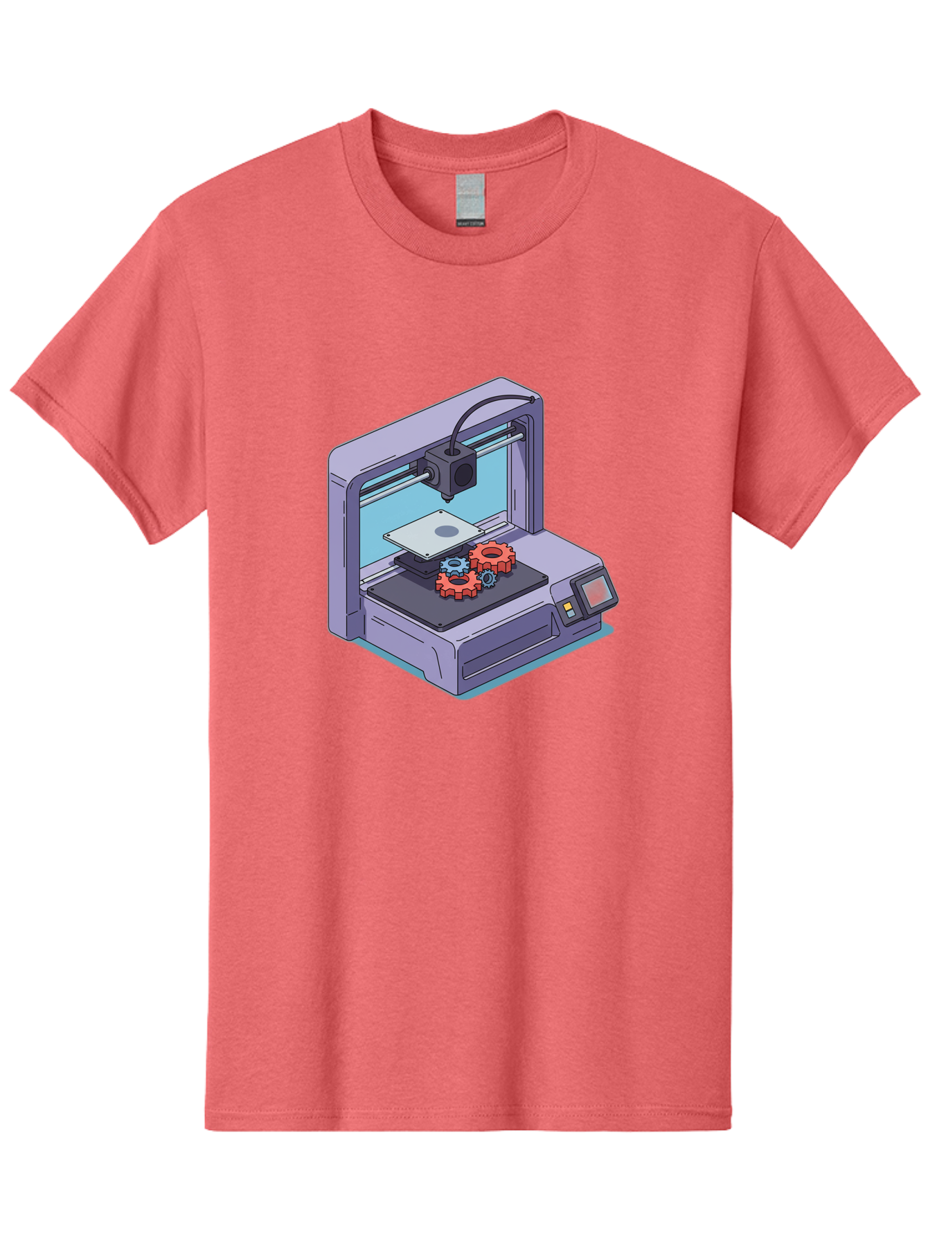 3D-Printer Men'S Graphic Tee, 100% Cotton, Comfortable Casual Summer Wear, Machine Washable, 3D Printing Technology, Additive Manufacturing, Industrial Gear Production, Printer Machine, Object Creation, Layer By Layer Printing, Baa052