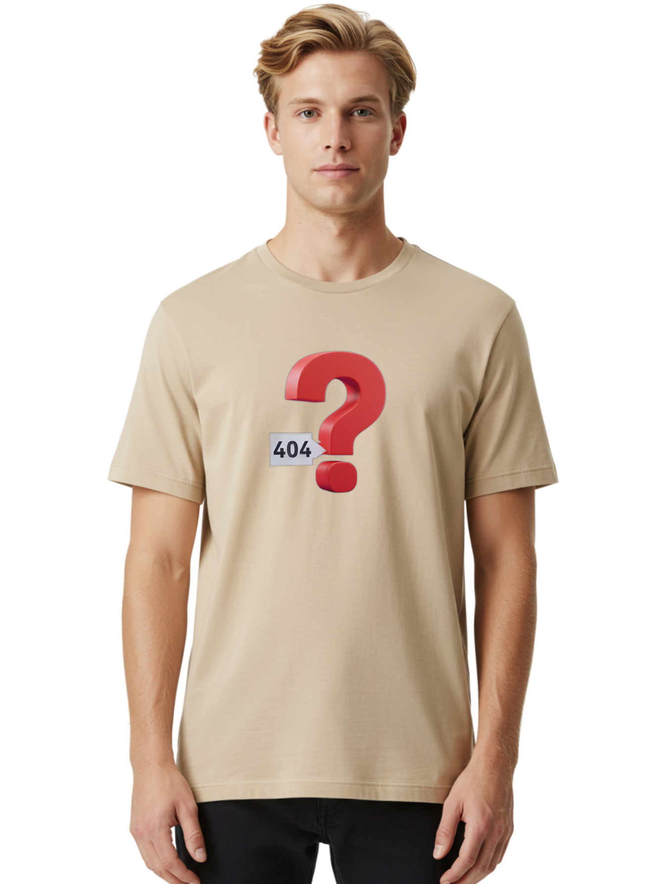404-2 Men'S Graphic Tee, 100% Cotton, Comfortable Casual Summer Wear, Machine Washable, Error Message, Page Not Found, 404 Number, Question Mark, Digital Glitch, Website Error, Technical Issue, Problem Solving, Troubleshooting Baa059