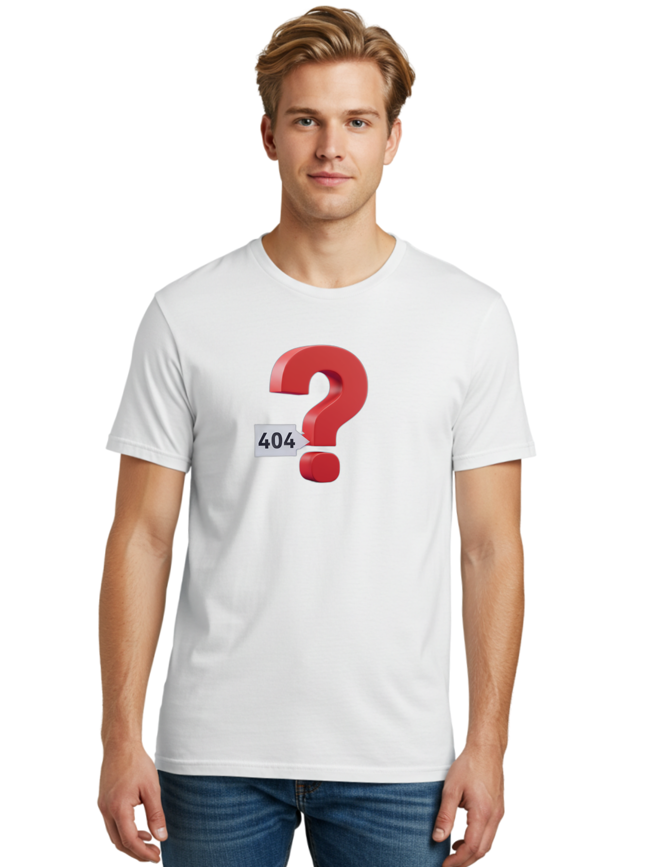 404-2 Men'S Graphic Tee, 100% Cotton, Comfortable Casual Summer Wear, Machine Washable, Error Message, Page Not Found, 404 Number, Question Mark, Digital Glitch, Website Error, Technical Issue, Problem Solving, Troubleshooting Baa059