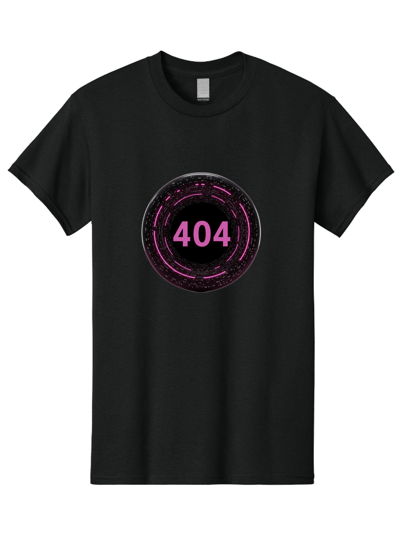 404-3 Men'S Graphic Tee, 100% Cotton, Comfortable Casual Summer Wear, Machine Washable, 404 Error, Page Not Found, Digital Glitch, Pink Neon, Futuristic Design, Cyberpunk Aesthetic, Error Message, Circular Pattern, Binary Code, Website Error Baa060
