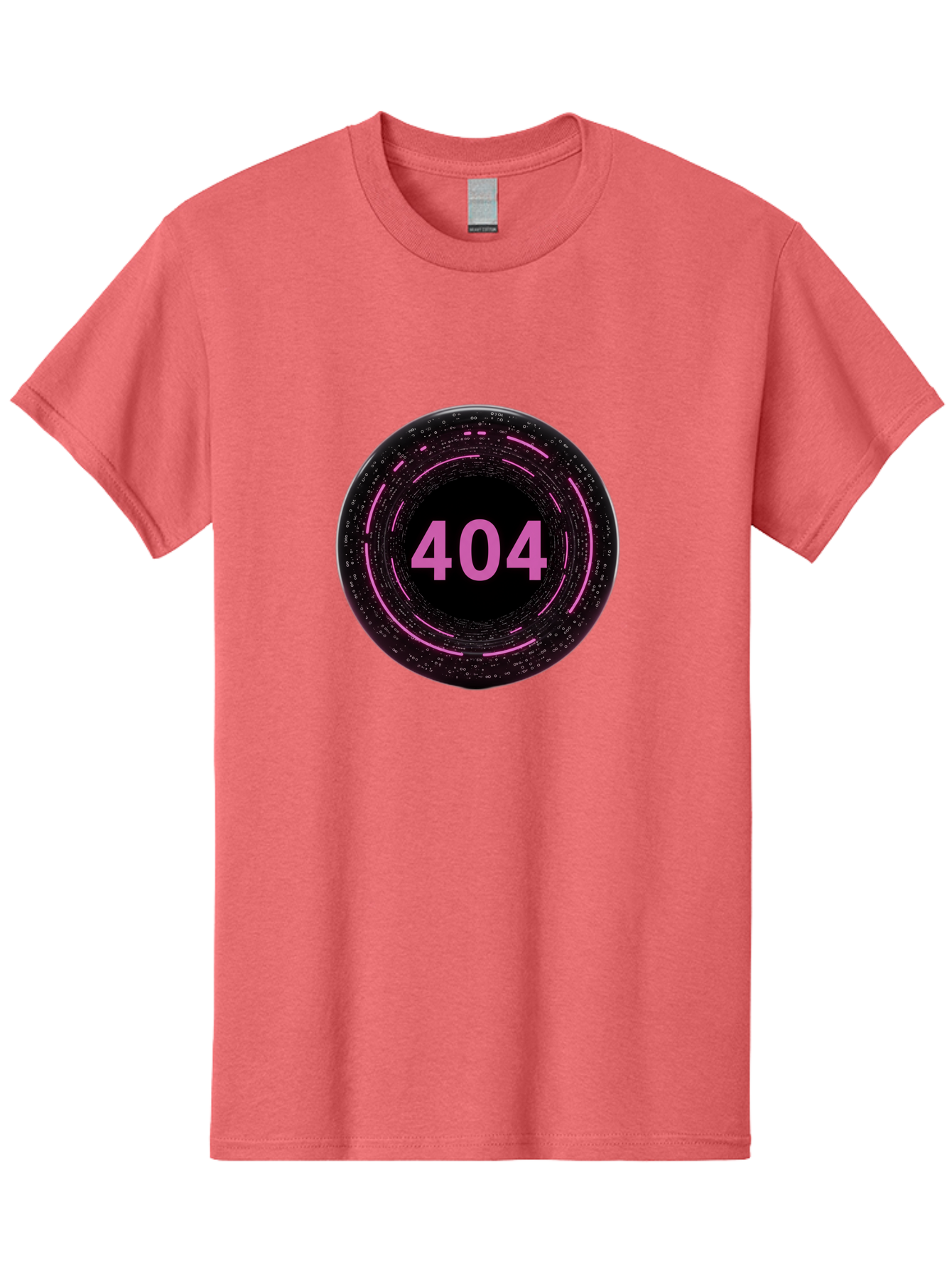 404-3 Men'S Graphic Tee, 100% Cotton, Comfortable Casual Summer Wear, Machine Washable, 404 Error, Page Not Found, Digital Glitch, Pink Neon, Futuristic Design, Cyberpunk Aesthetic, Error Message, Circular Pattern, Binary Code, Website Error Baa060