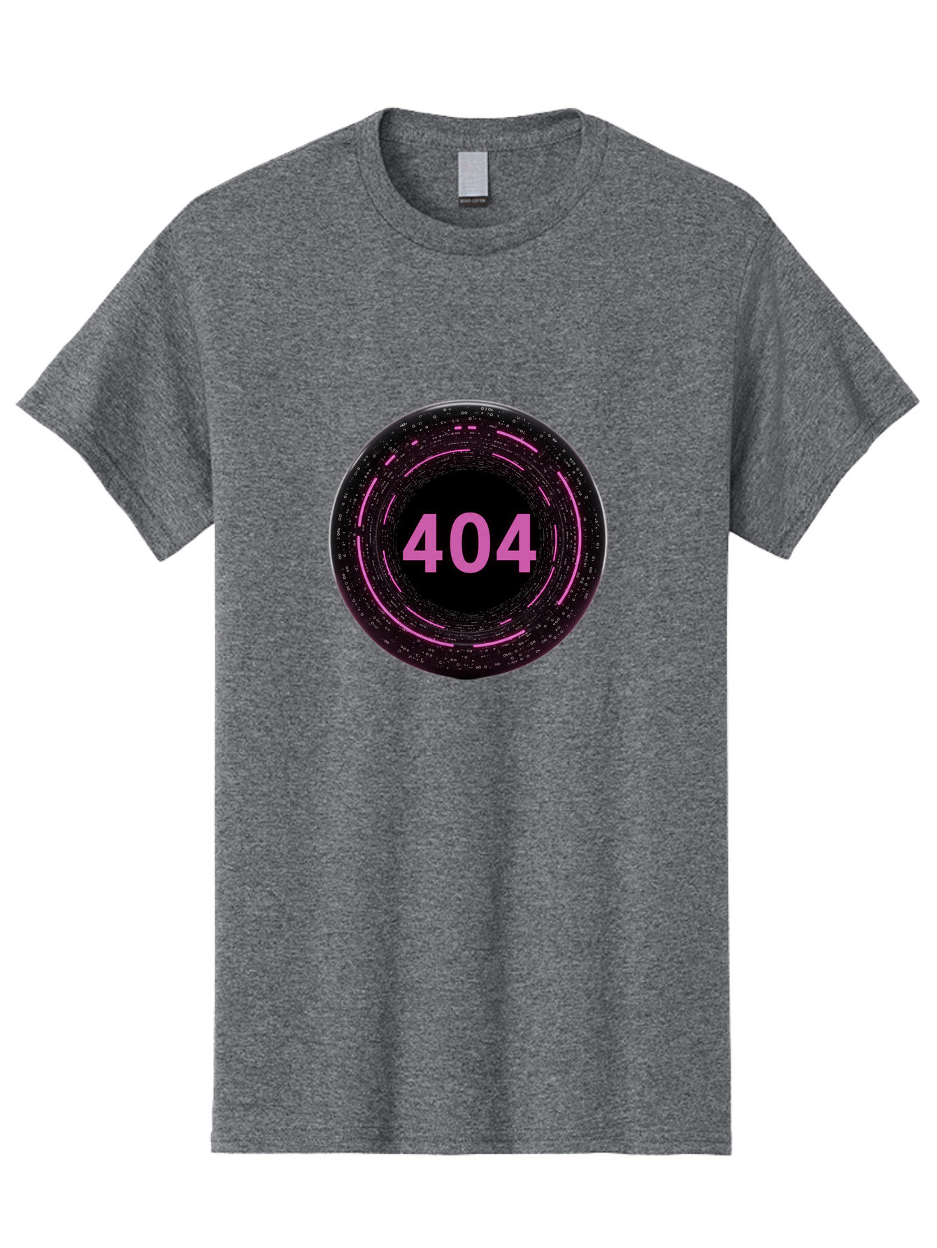 404-3 Men'S Graphic Tee, 100% Cotton, Comfortable Casual Summer Wear, Machine Washable, 404 Error, Page Not Found, Digital Glitch, Pink Neon, Futuristic Design, Cyberpunk Aesthetic, Error Message, Circular Pattern, Binary Code, Website Error Baa060