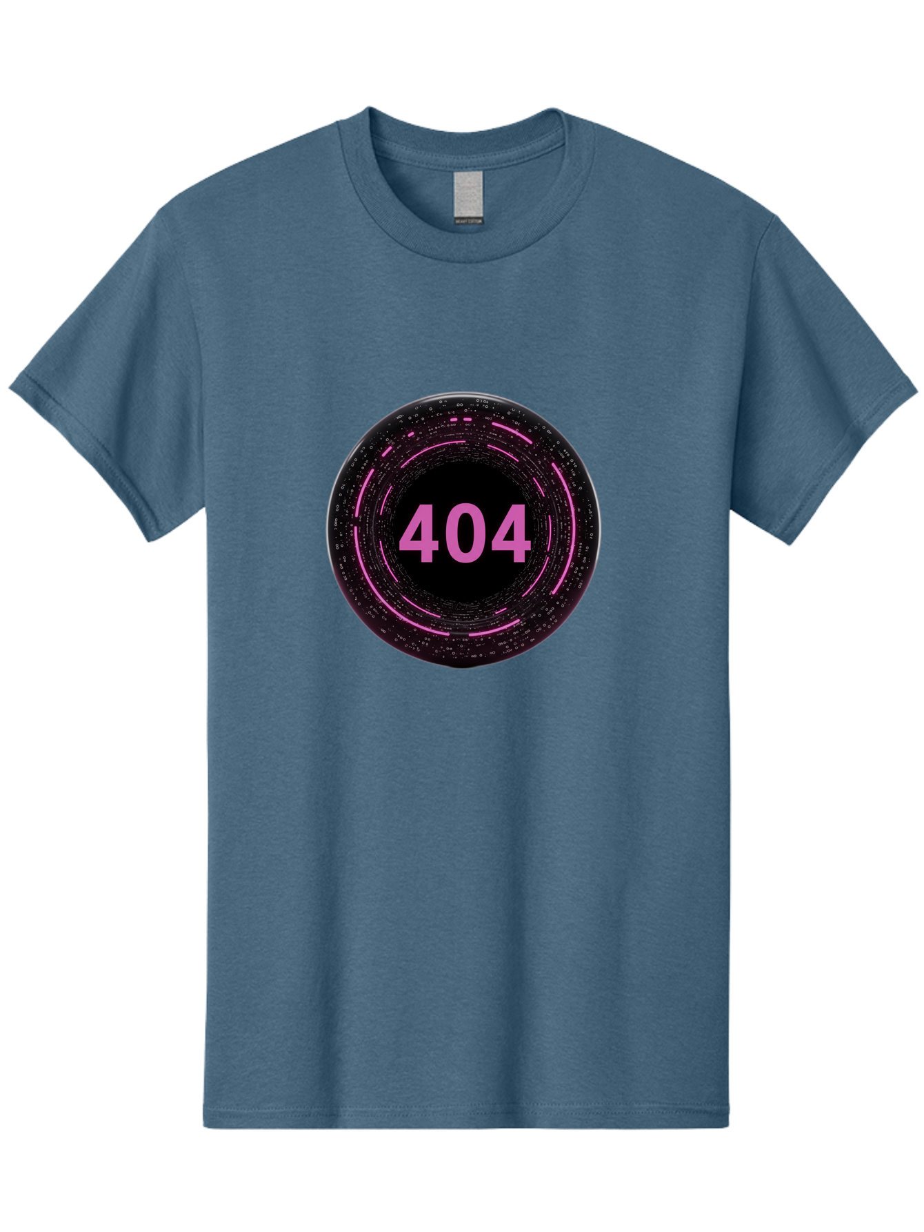 404-3 Men'S Graphic Tee, 100% Cotton, Comfortable Casual Summer Wear, Machine Washable, 404 Error, Page Not Found, Digital Glitch, Pink Neon, Futuristic Design, Cyberpunk Aesthetic, Error Message, Circular Pattern, Binary Code, Website Error Baa060