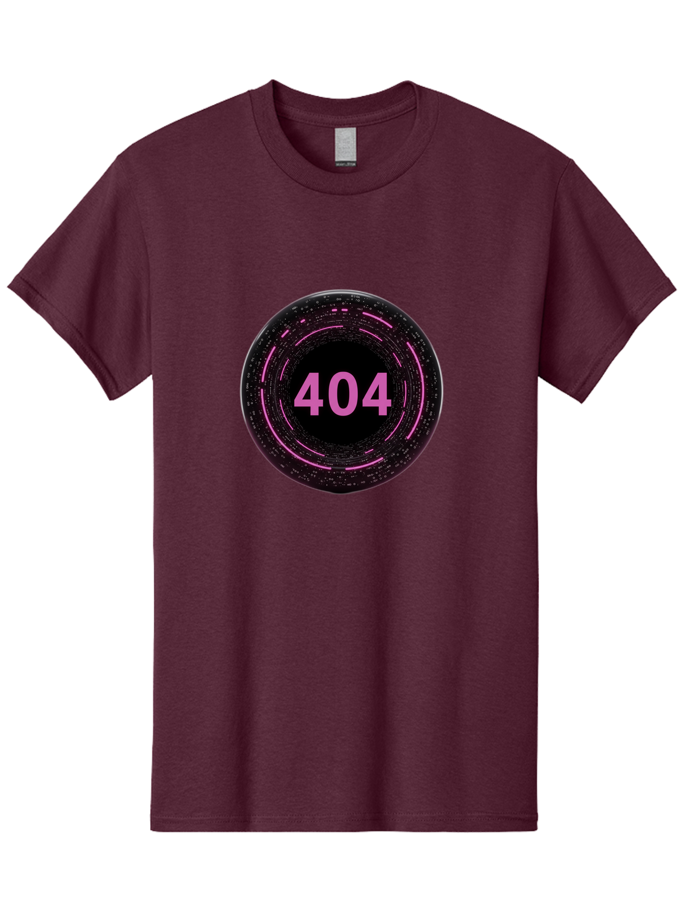 404-3 Men'S Graphic Tee, 100% Cotton, Comfortable Casual Summer Wear, Machine Washable, 404 Error, Page Not Found, Digital Glitch, Pink Neon, Futuristic Design, Cyberpunk Aesthetic, Error Message, Circular Pattern, Binary Code, Website Error Baa060