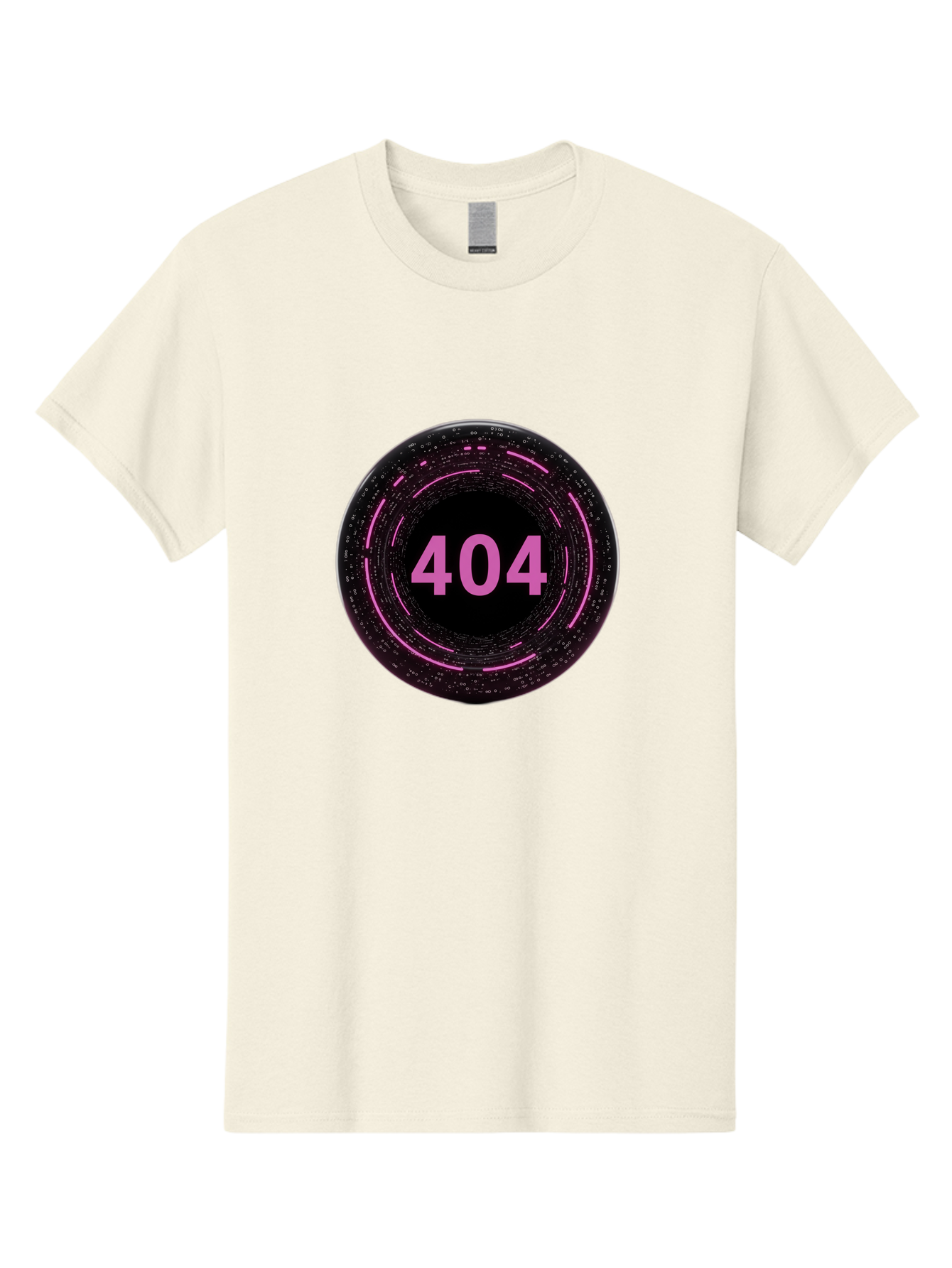 404-3 Men'S Graphic Tee, 100% Cotton, Comfortable Casual Summer Wear, Machine Washable, 404 Error, Page Not Found, Digital Glitch, Pink Neon, Futuristic Design, Cyberpunk Aesthetic, Error Message, Circular Pattern, Binary Code, Website Error Baa060