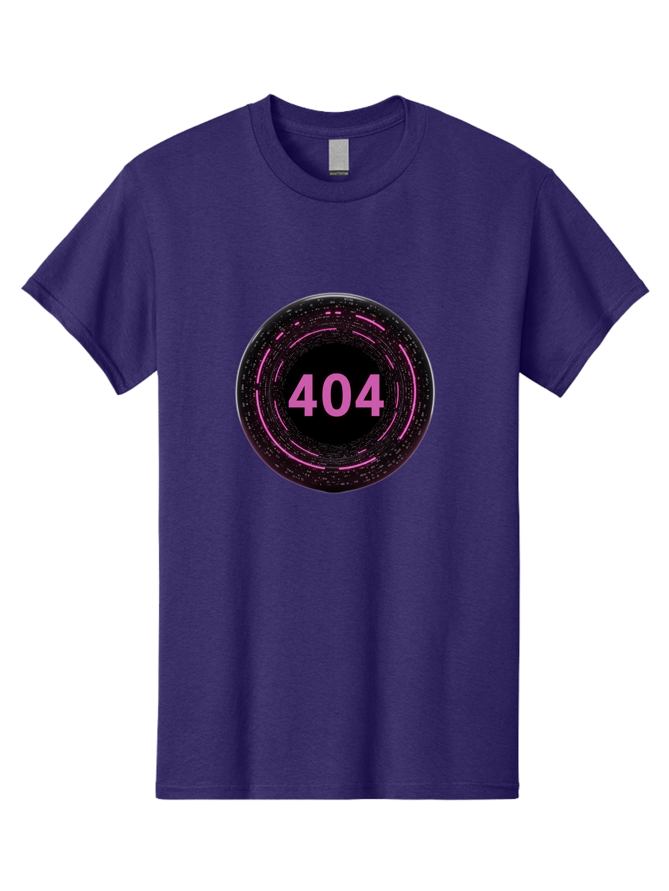 404-3 Men'S Graphic Tee, 100% Cotton, Comfortable Casual Summer Wear, Machine Washable, 404 Error, Page Not Found, Digital Glitch, Pink Neon, Futuristic Design, Cyberpunk Aesthetic, Error Message, Circular Pattern, Binary Code, Website Error Baa060