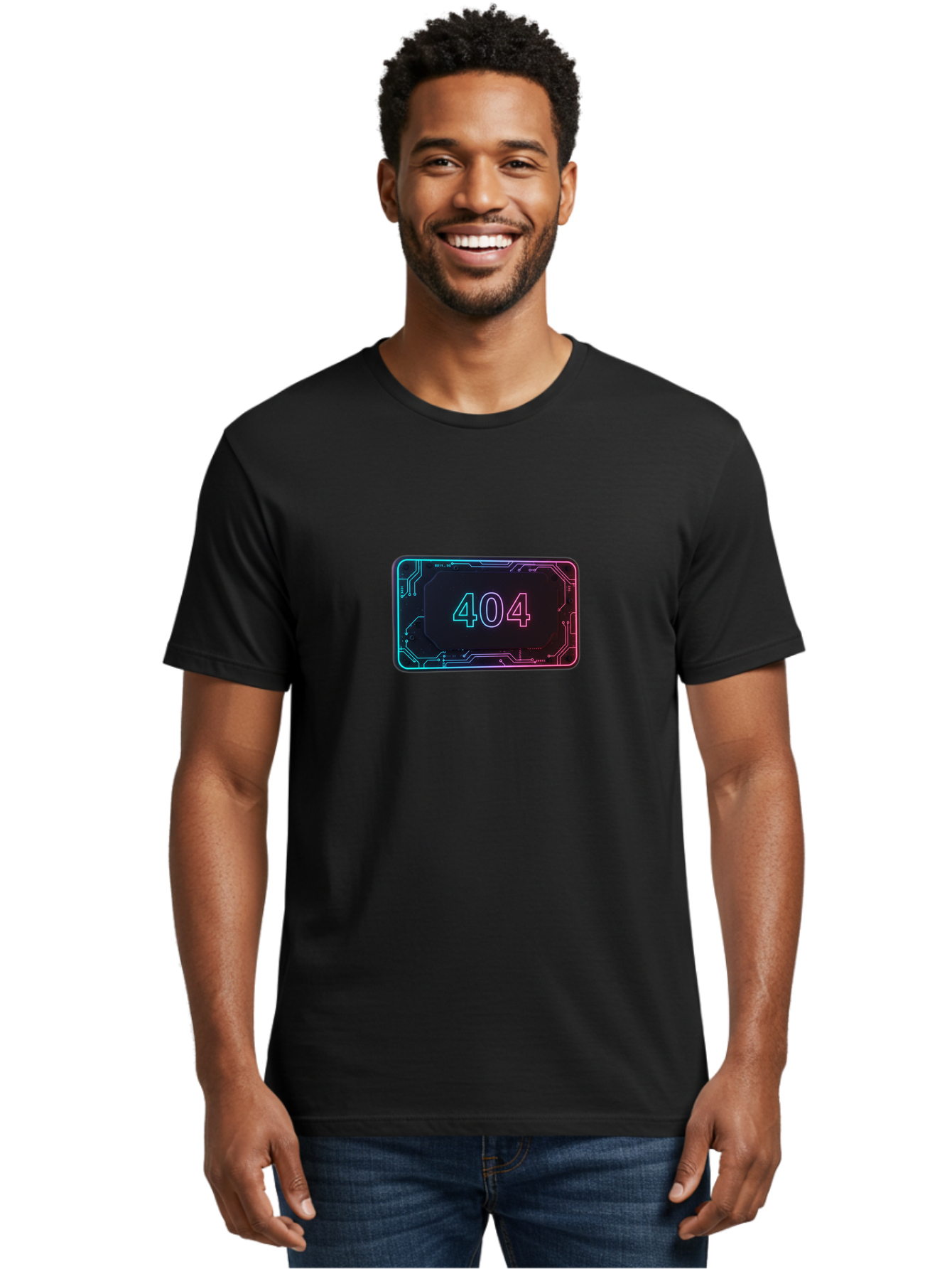 404-8 Men'S Graphic Tee, 100% Cotton, Comfortable Casual Summer Wear, Machine Washable, 404 Error Message, Futuristic Design, Neon Lights, Circuit Board, Error Page, Page Not Found, Tech Glitch, Digital Error Baa065