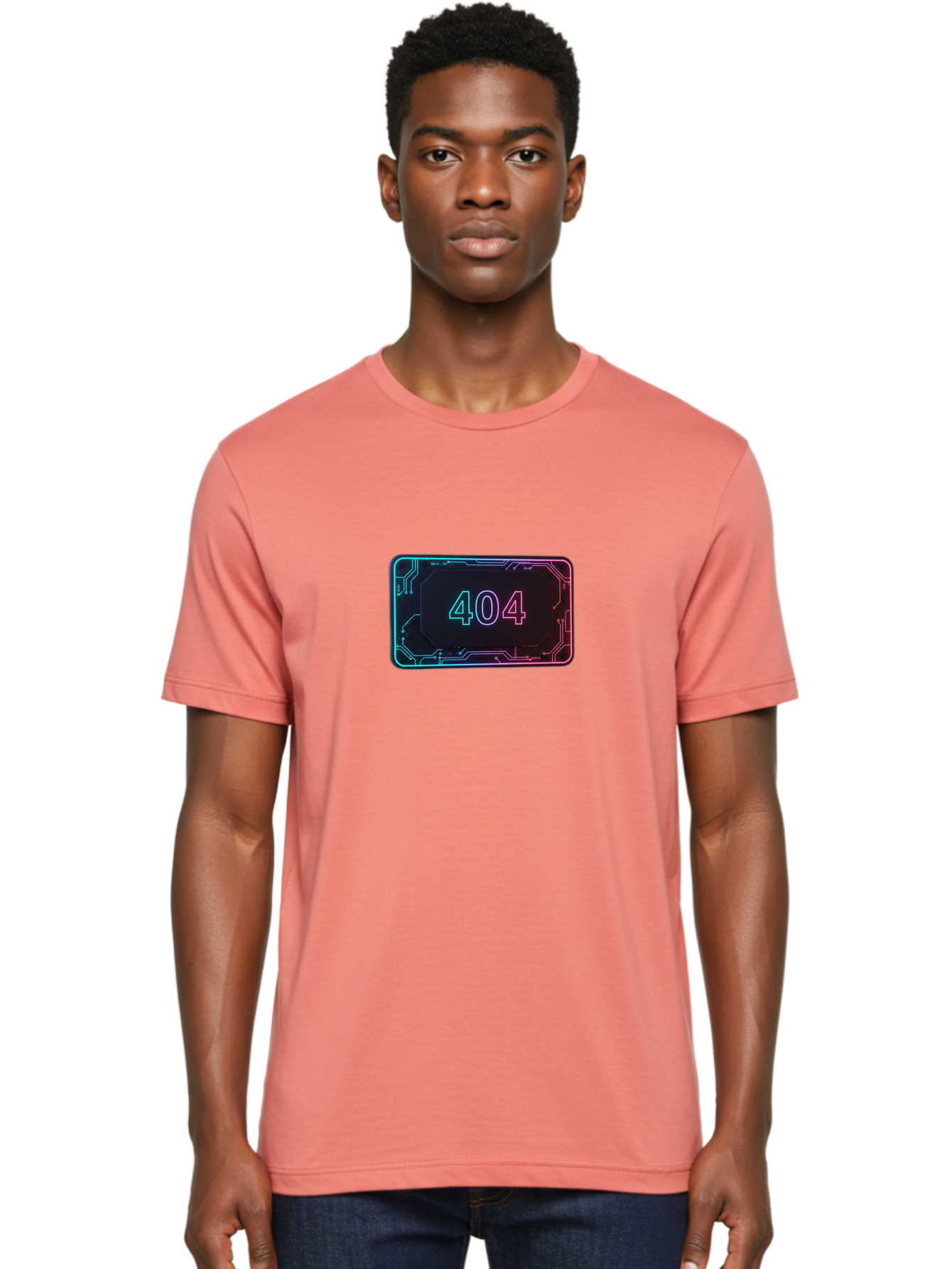 404-8 Men'S Graphic Tee, 100% Cotton, Comfortable Casual Summer Wear, Machine Washable, 404 Error Message, Futuristic Design, Neon Lights, Circuit Board, Error Page, Page Not Found, Tech Glitch, Digital Error Baa065