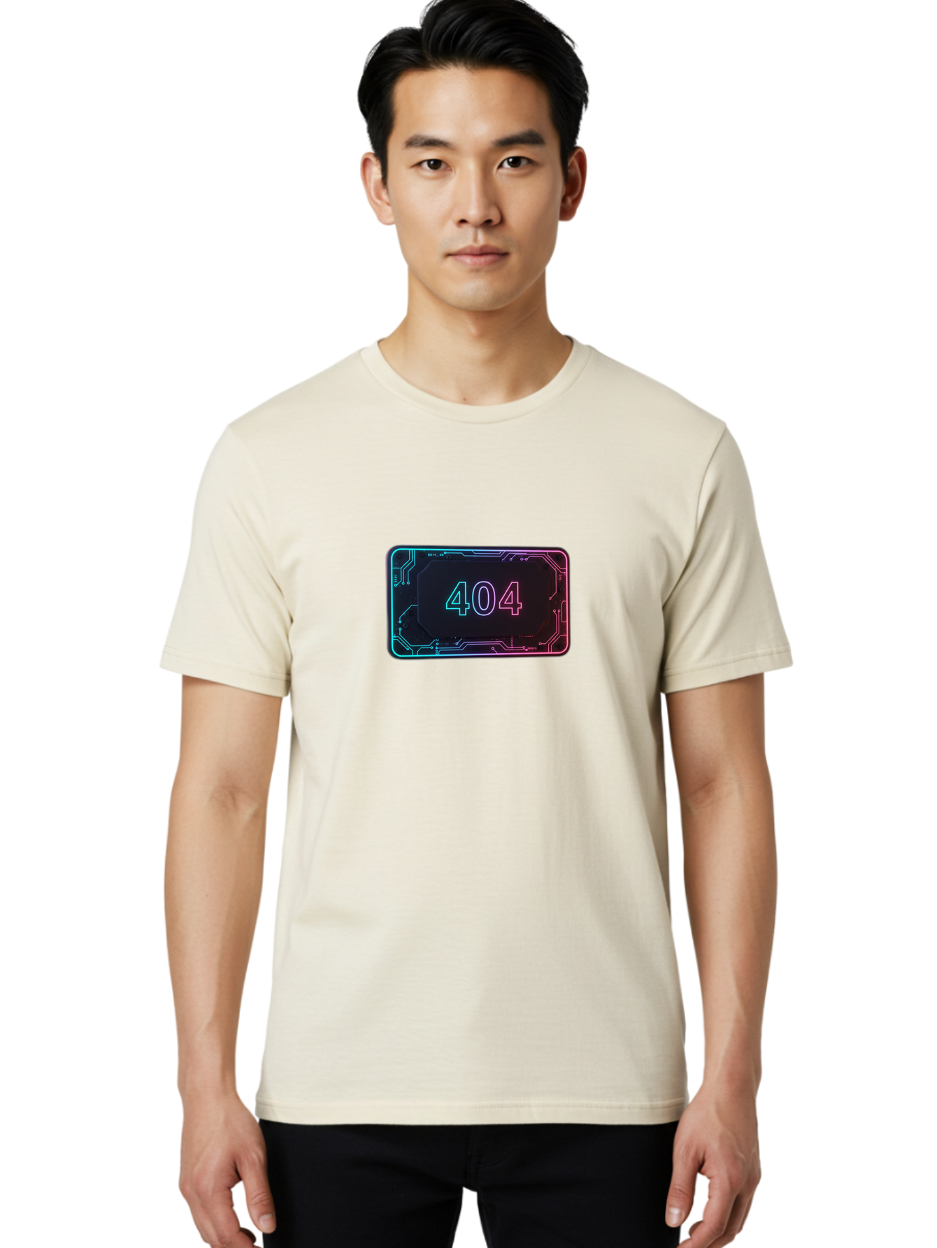 404-8 Men'S Graphic Tee, 100% Cotton, Comfortable Casual Summer Wear, Machine Washable, 404 Error Message, Futuristic Design, Neon Lights, Circuit Board, Error Page, Page Not Found, Tech Glitch, Digital Error Baa065
