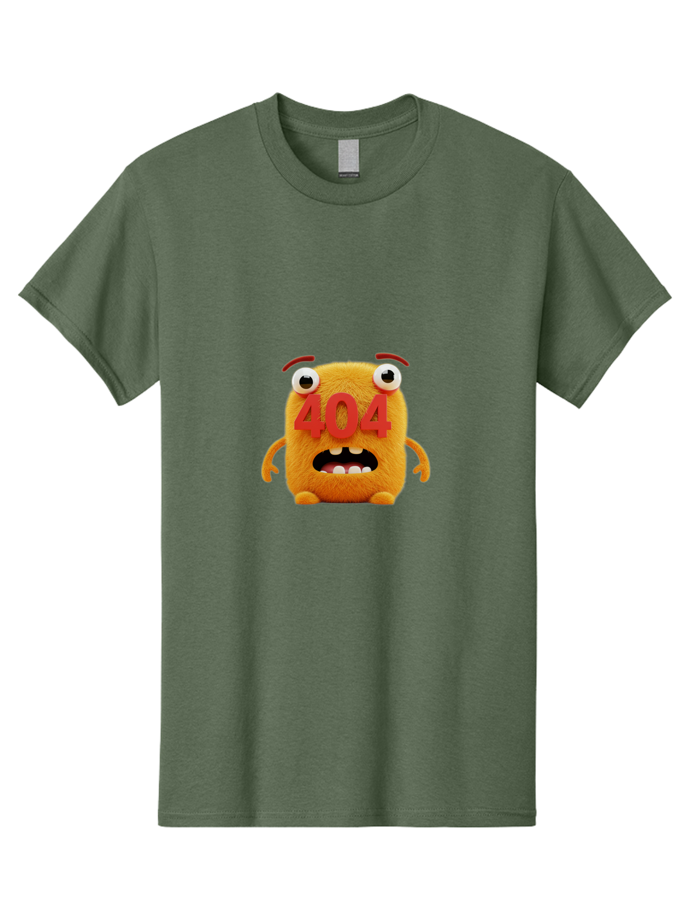404-Character-1 Men'S Graphic Tee, 100% Cotton, Comfortable Casual Summer Wear, Machine Washable, Error Message, 404 Page Not Found, Cartoon Character, Angry Face, Red Numbers, Fuzzy Texture, Eyeballs Popped Out, Shocked Expression, Baa067