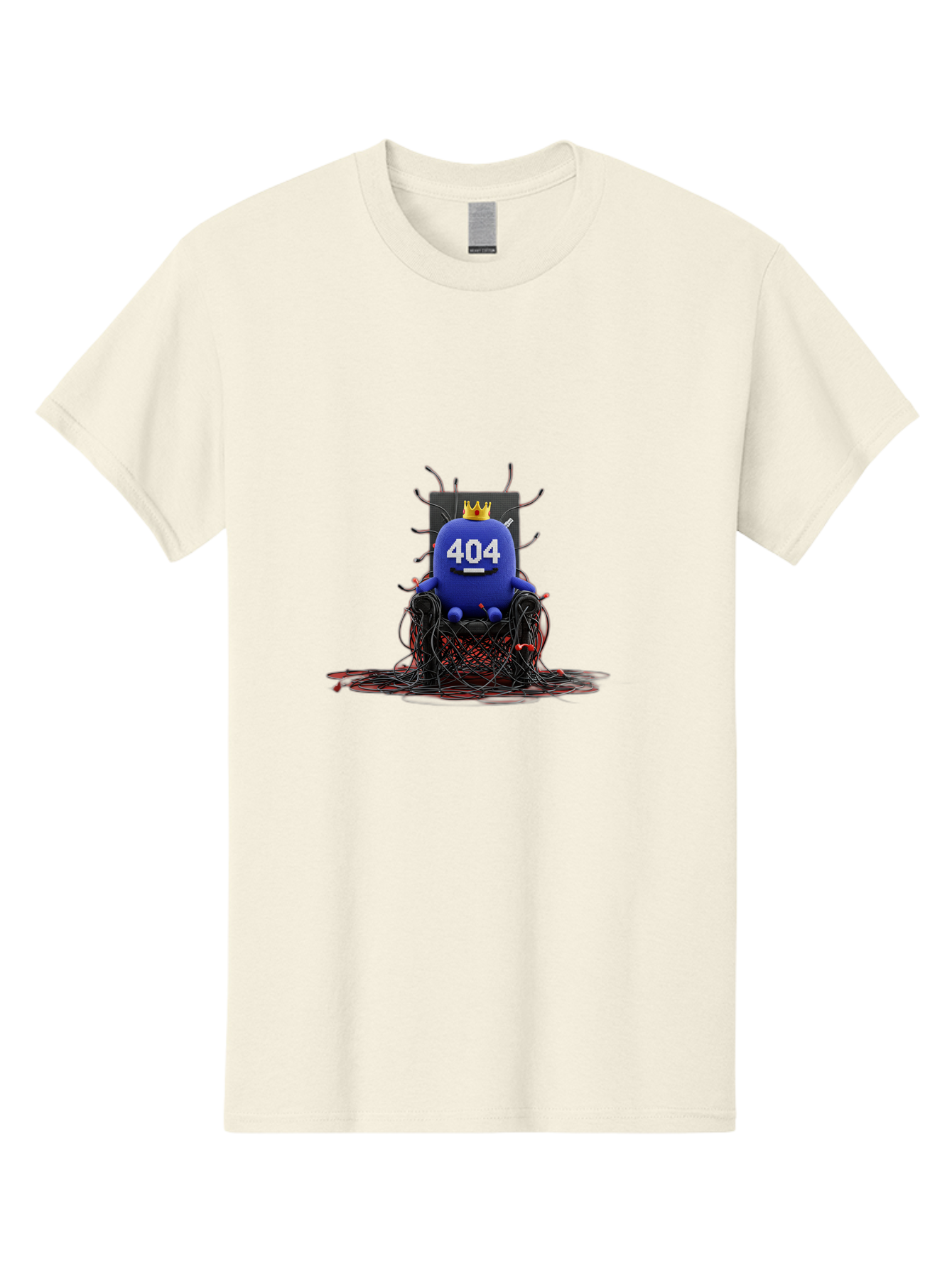 404-Character Men'S Graphic Tee, 100% Cotton, Comfortable Casual Summer Wear, Machine Washable, Error 404, Page Not Found, Broken Links, Digital Chaos, Tangled Wires, Frustrated User, Tech Issue, Online Error Baa068
