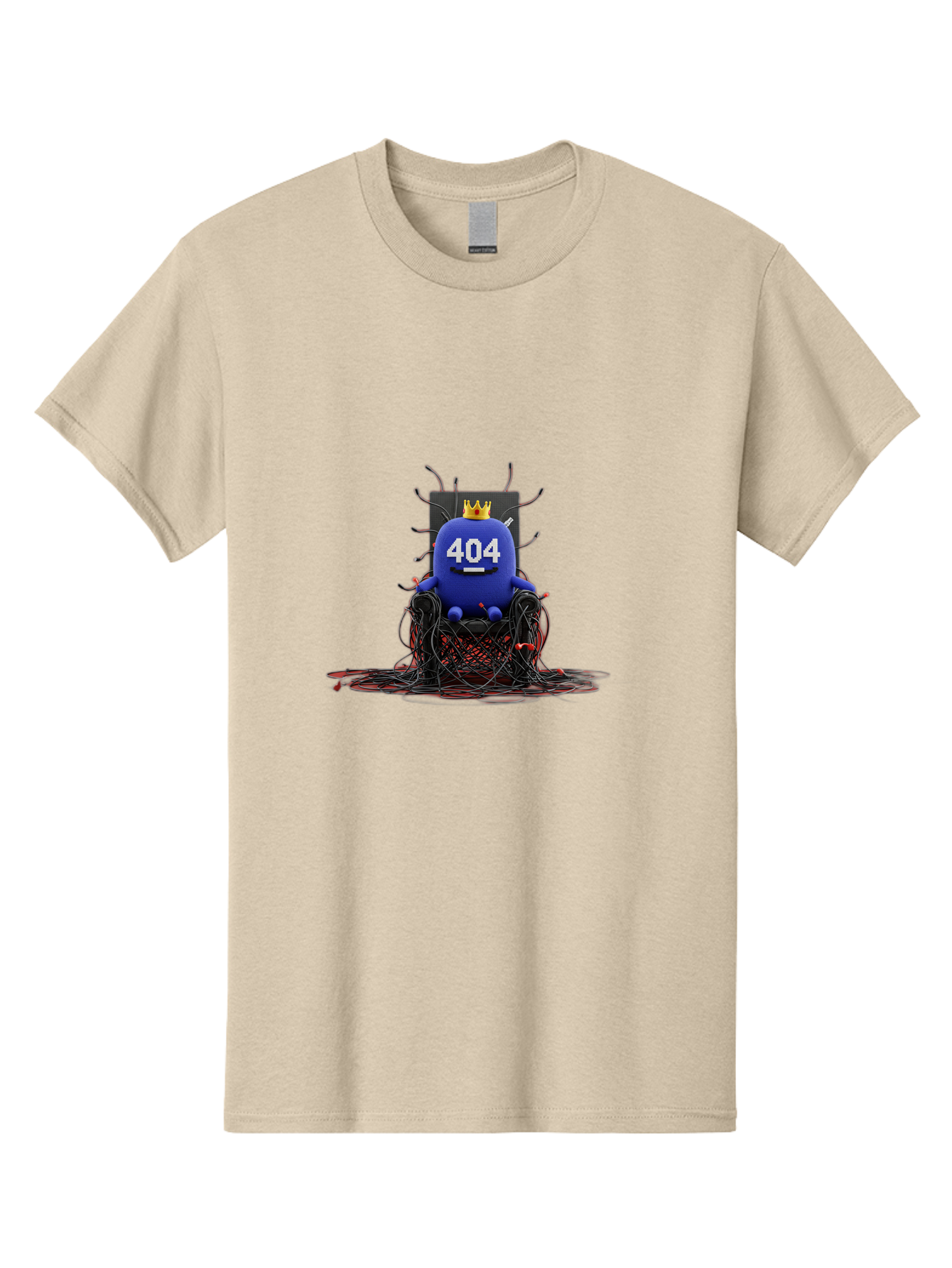404-Character Men'S Graphic Tee, 100% Cotton, Comfortable Casual Summer Wear, Machine Washable, Error 404, Page Not Found, Broken Links, Digital Chaos, Tangled Wires, Frustrated User, Tech Issue, Online Error Baa068
