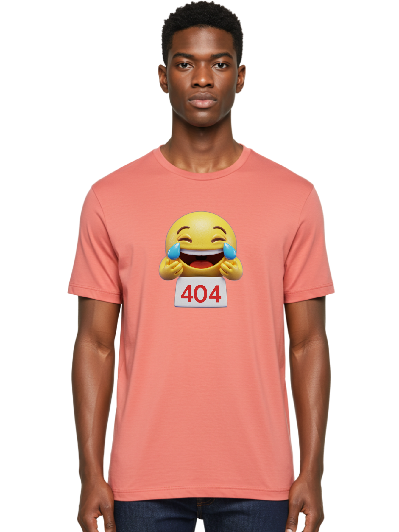 404-Emoji-1 Men'S Graphic Tee, 100% Cotton, Comfortable Casual Summer Wear, Machine Washable, 404 Error, Laughing Emoji, Crying Tears Of Joy, Web Error, Page Not Found, Funny Moments, Online Humor Baa069