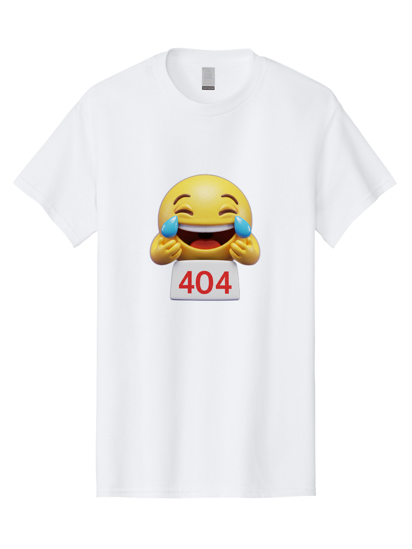 404-Emoji-1 Men'S Graphic Tee, 100% Cotton, Comfortable Casual Summer Wear, Machine Washable, 404 Error, Laughing Emoji, Crying Tears Of Joy, Web Error, Page Not Found, Funny Moments, Online Humor Baa069