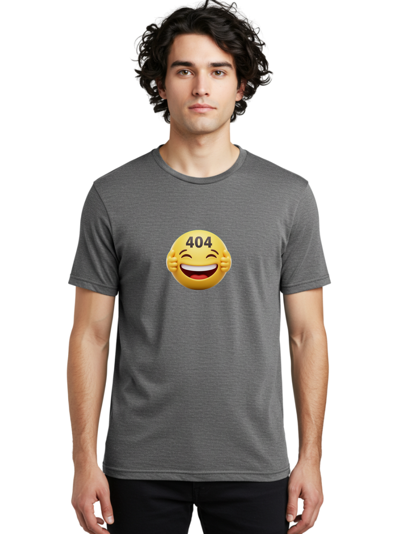404-Emoji Men'S Graphic Tee, 100% Cotton, Comfortable Casual Summer Wear, Machine Washable, Error 404, Laughing Emoji, Funny Face, Humor, Internet Meme, Page Not Found, Error Message, Comedic Relief Baa071
