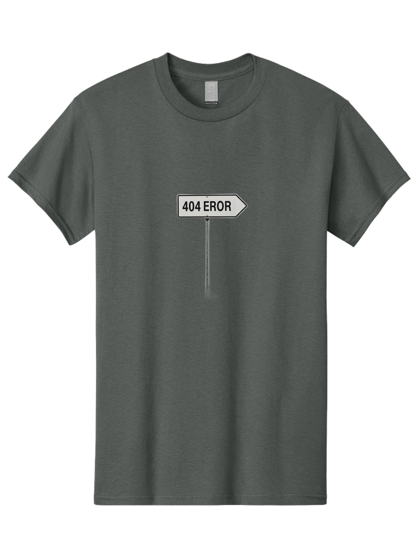 404-Eror Men'S Graphic Tee, 100% Cotton, Comfortable Casual Summer Wear, Machine Washable, 404 Error Sign, Navigation Sign, Error Message, Directional Sign, Misspelled Text, White Sign, Black Text, Arrow Sign, Metal Pole, Page Not Found Baa072