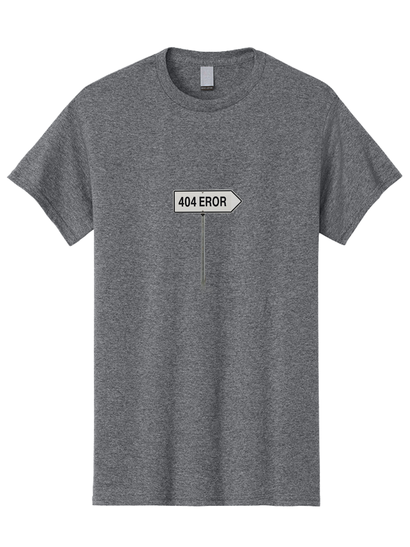 404-Eror Men'S Graphic Tee, 100% Cotton, Comfortable Casual Summer Wear, Machine Washable, 404 Error Sign, Navigation Sign, Error Message, Directional Sign, Misspelled Text, White Sign, Black Text, Arrow Sign, Metal Pole, Page Not Found Baa072
