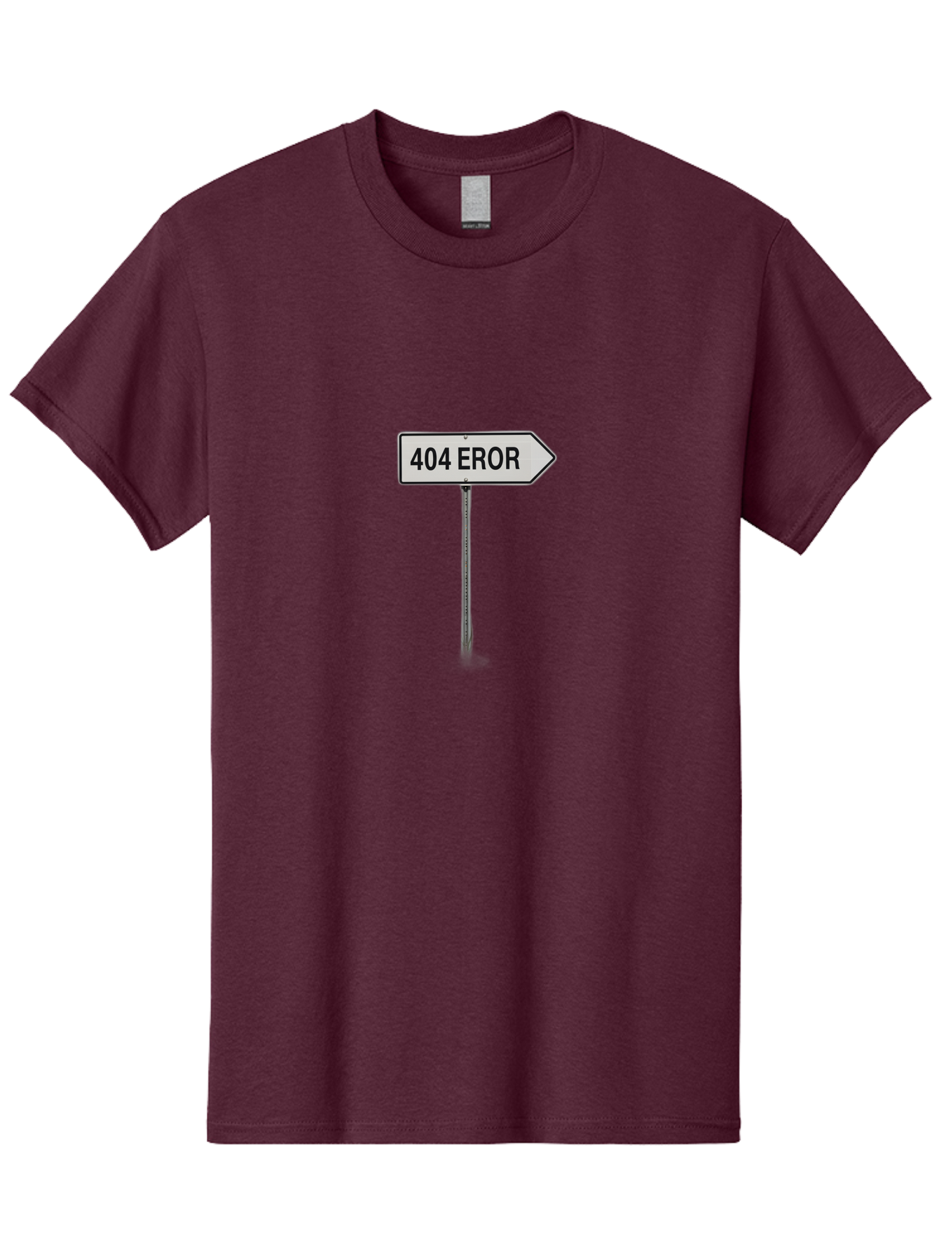 404-Eror Men'S Graphic Tee, 100% Cotton, Comfortable Casual Summer Wear, Machine Washable, 404 Error Sign, Navigation Sign, Error Message, Directional Sign, Misspelled Text, White Sign, Black Text, Arrow Sign, Metal Pole, Page Not Found Baa072