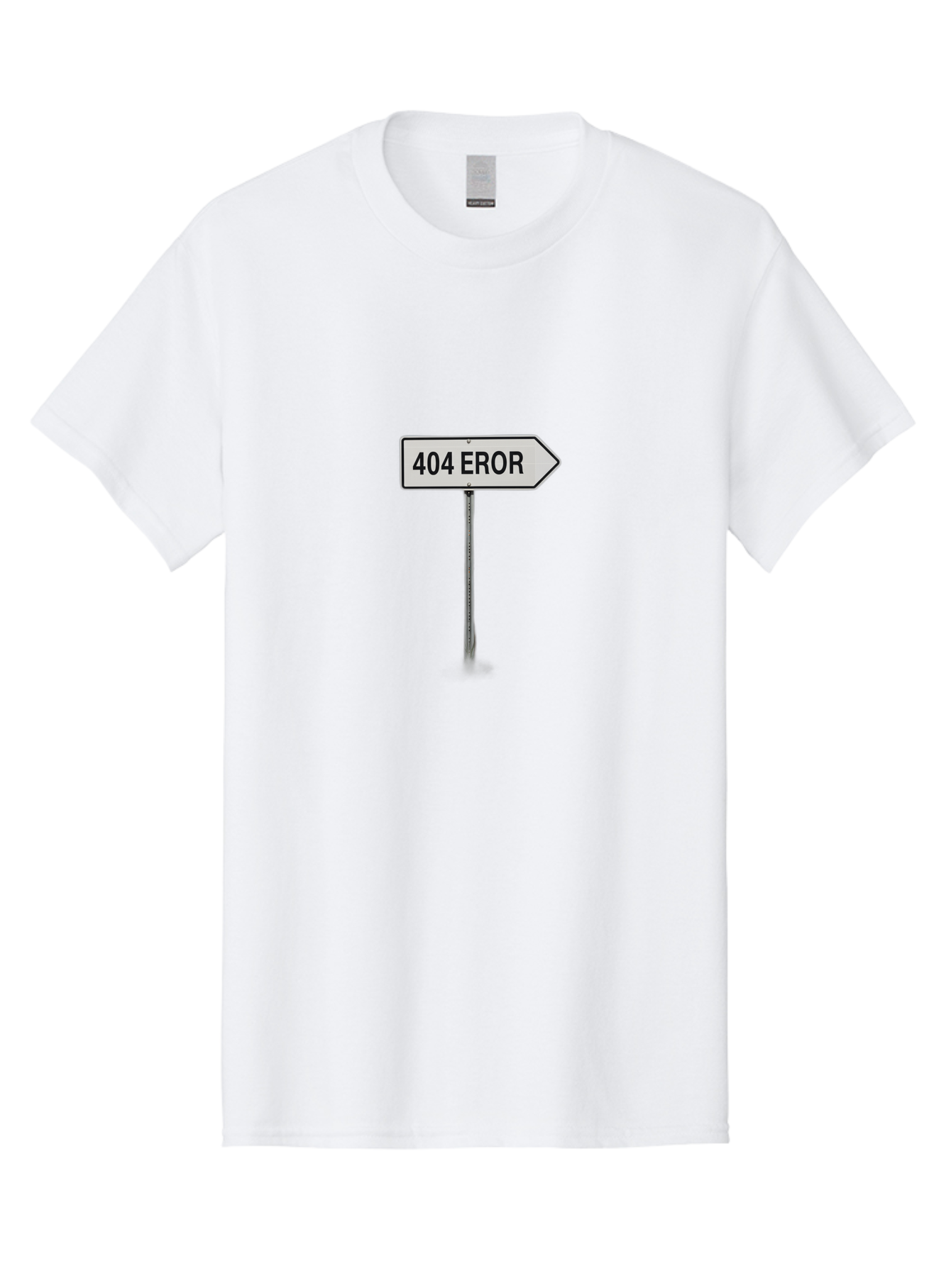 404-Eror Men'S Graphic Tee, 100% Cotton, Comfortable Casual Summer Wear, Machine Washable, 404 Error Sign, Navigation Sign, Error Message, Directional Sign, Misspelled Text, White Sign, Black Text, Arrow Sign, Metal Pole, Page Not Found Baa072