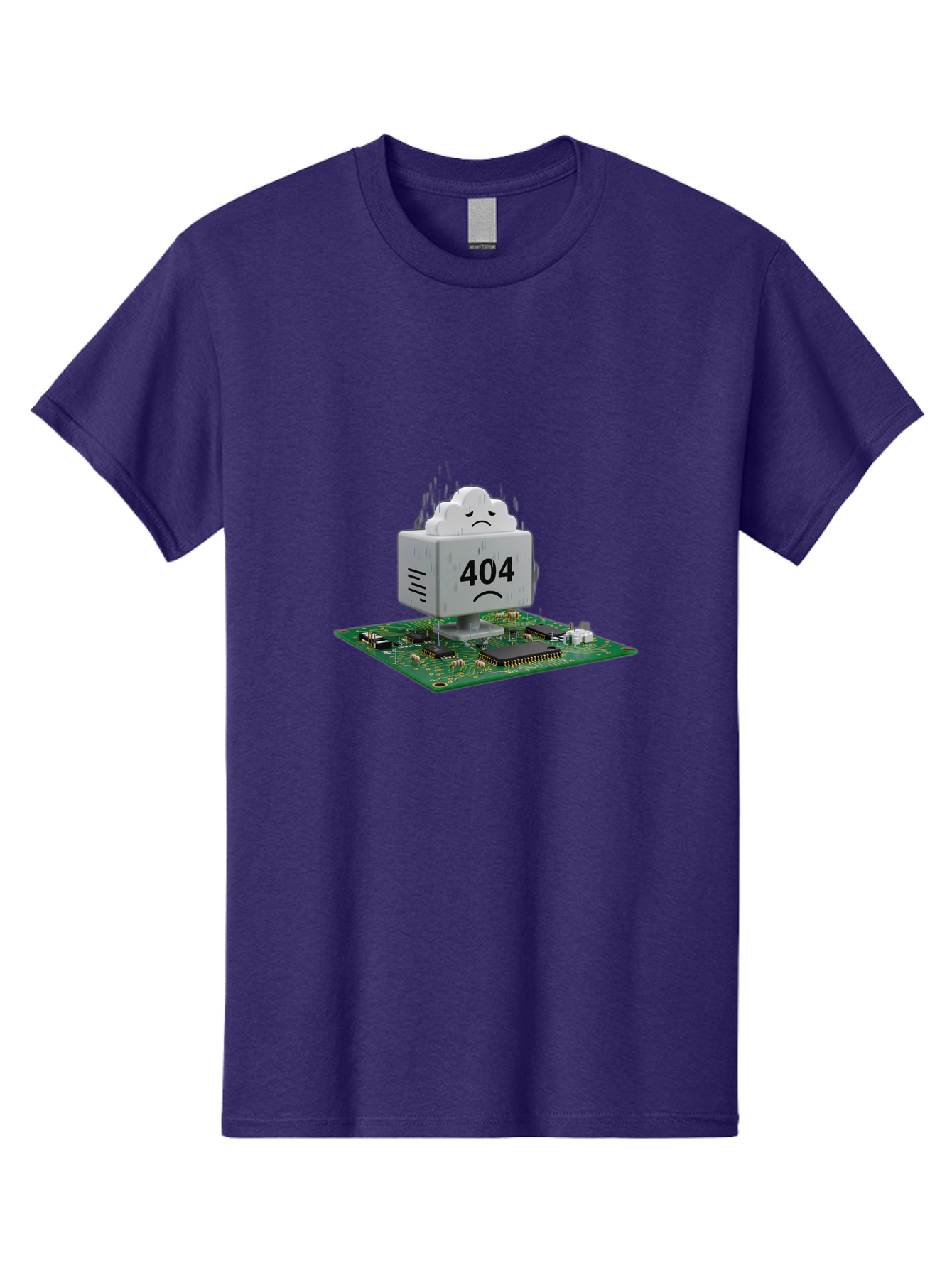 404-Error-10 Men'S Graphic Tee, 100% Cotton, Comfortable Casual Summer Wear, Machine Washable, 404 Error Message, Sad Cloud, Unhappy Face, Computer Hardware, Circuit Board, Error Code, Webpage Not Found, Broken Link, Digital Frustration, Baa074