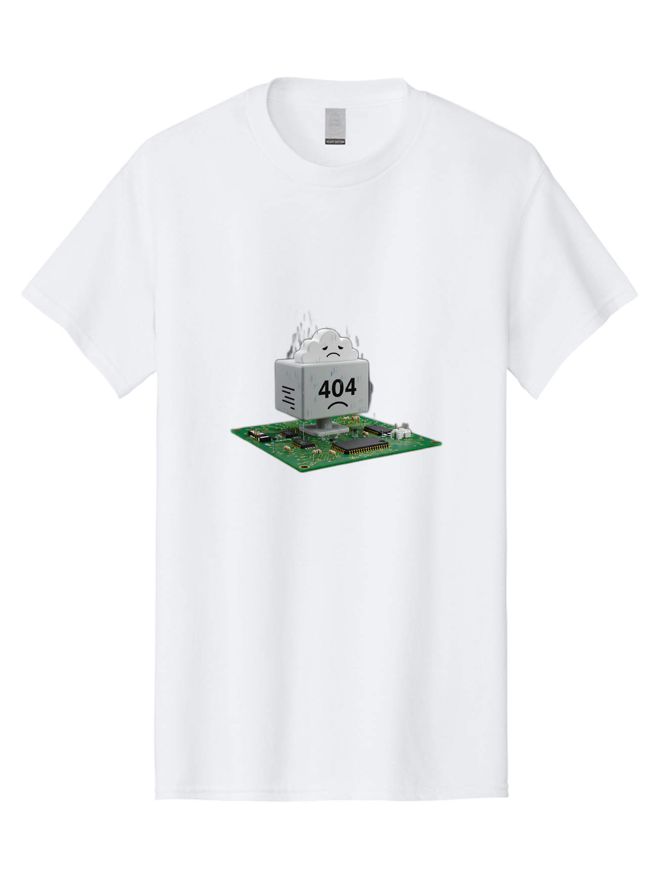 404-Error-10 Men'S Graphic Tee, 100% Cotton, Comfortable Casual Summer Wear, Machine Washable, 404 Error Message, Sad Cloud, Unhappy Face, Computer Hardware, Circuit Board, Error Code, Webpage Not Found, Broken Link, Digital Frustration, Baa074