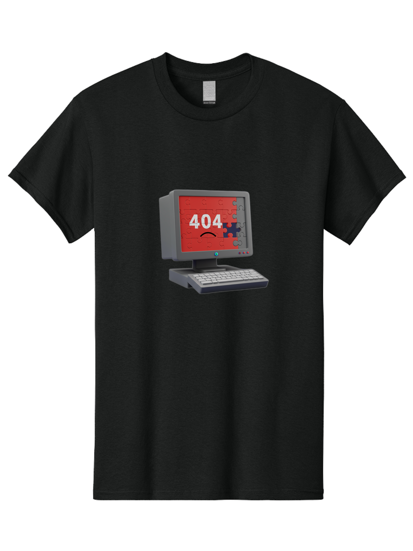 404-Error-11 Men'S Graphic Tee, 100% Cotton, Comfortable Casual Summer Wear, Machine Washable, Computer Monitor Displaying 404 Error, Jigsaw Puzzle Pieces, Error Message, Broken Screen, Technical Issue, Puzzle Pieces Falling Apart, Baa075