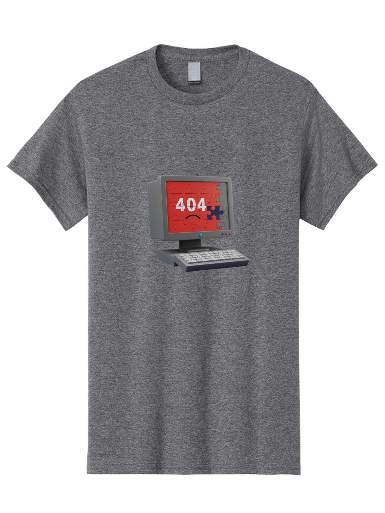 404-Error-11 Men'S Graphic Tee, 100% Cotton, Comfortable Casual Summer Wear, Machine Washable, Computer Monitor Displaying 404 Error, Jigsaw Puzzle Pieces, Error Message, Broken Screen, Technical Issue, Puzzle Pieces Falling Apart, Baa075