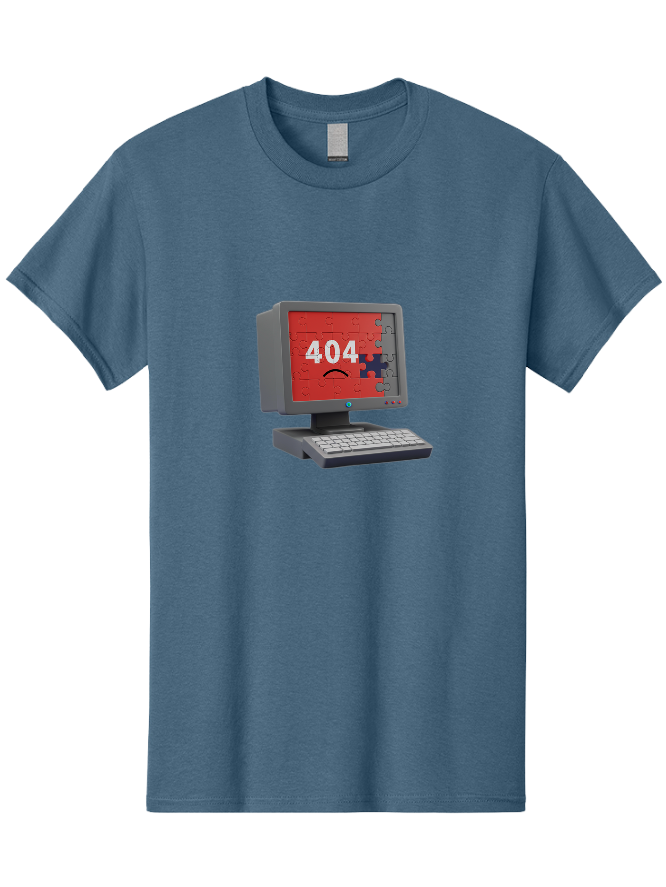 404-Error-11 Men'S Graphic Tee, 100% Cotton, Comfortable Casual Summer Wear, Machine Washable, Computer Monitor Displaying 404 Error, Jigsaw Puzzle Pieces, Error Message, Broken Screen, Technical Issue, Puzzle Pieces Falling Apart, Baa075