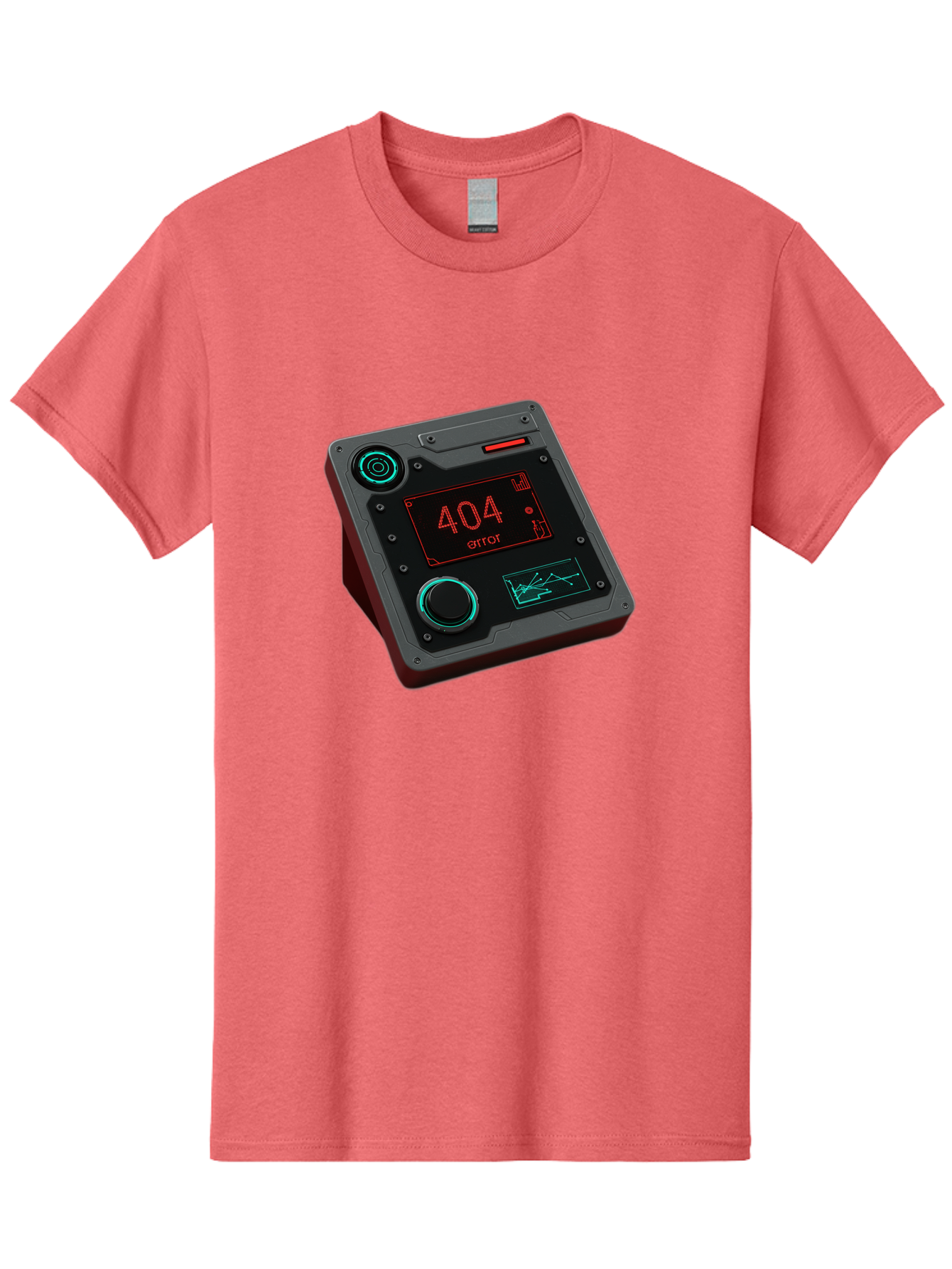 404-Error-4 Men'S Graphic Tee, 100% Cotton, Comfortable Casual Summer Wear, Machine Washable, Futuristic Device, 404 Error Message, Neon Lights, Digital Display, Error Screen, Cyberpunk Technology, Glitchy Interface, High-Tech Gadget Baa078