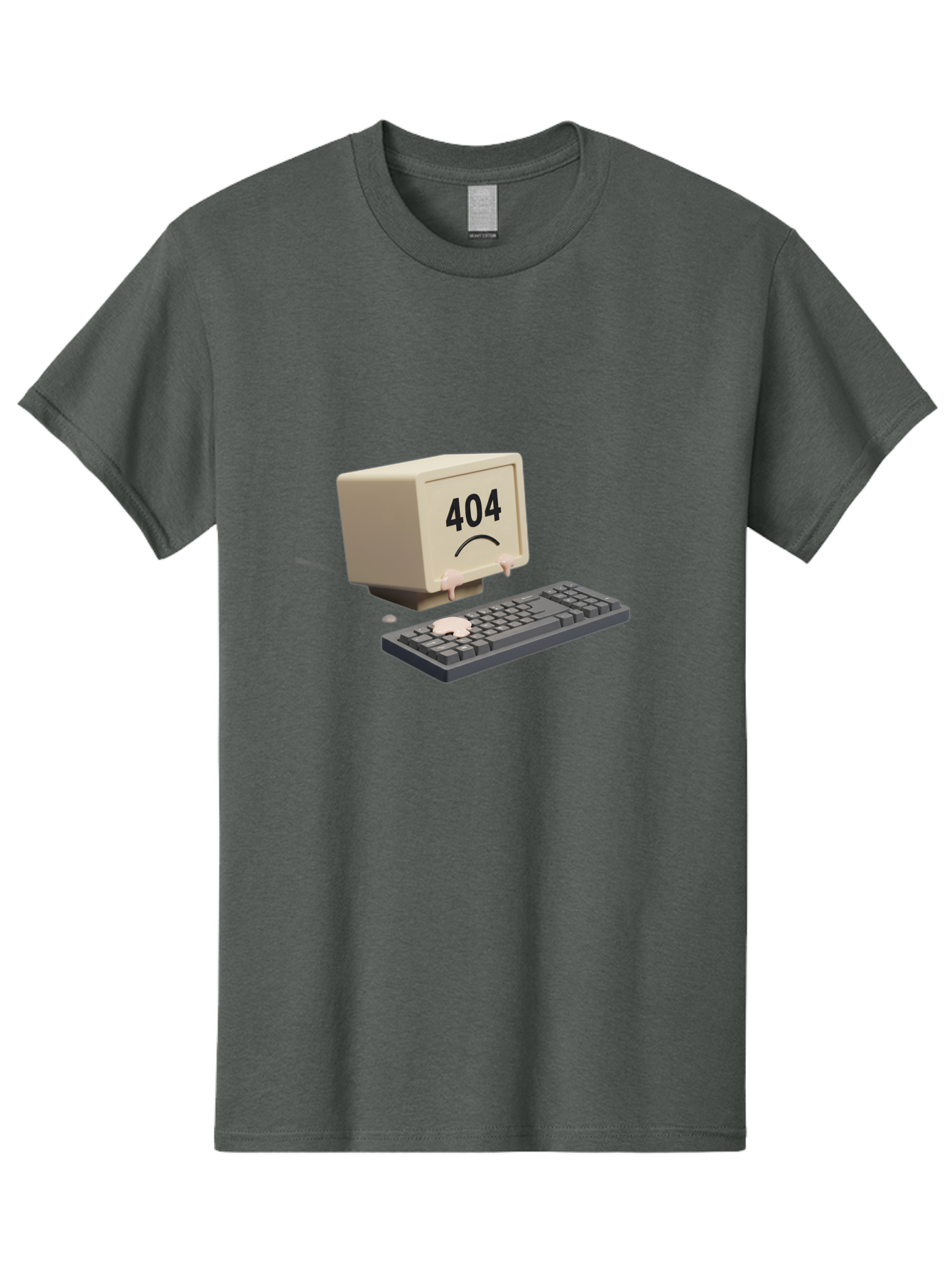 404-Error-Computer Men'S Graphic Tee, 100% Cotton, Comfortable Casual Summer Wear, Machine Washable, Computer Error, 404 Message, Frowning Face, Sad Computer, Technical Issue, Error Screen, Keyboard And Monitor, Digital Malfunction, Baa084