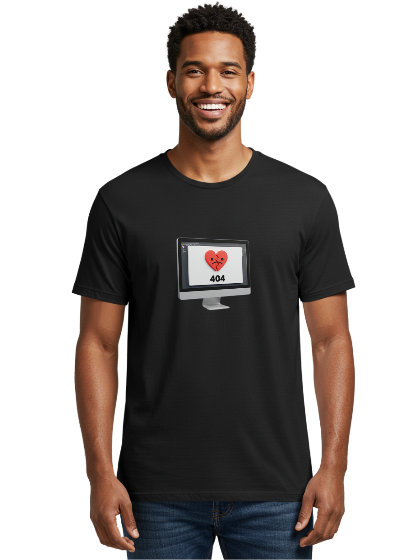 404-Error-Heart Men'S Graphic Tee, 100% Cotton, Comfortable Casual Summer Wear, Machine Washable, 404 Error Page, Broken Heart, Sad Face, Heartbreak Symbol, Webpage Not Found, Technical Issue, Error Message, Frustrated User Baa085