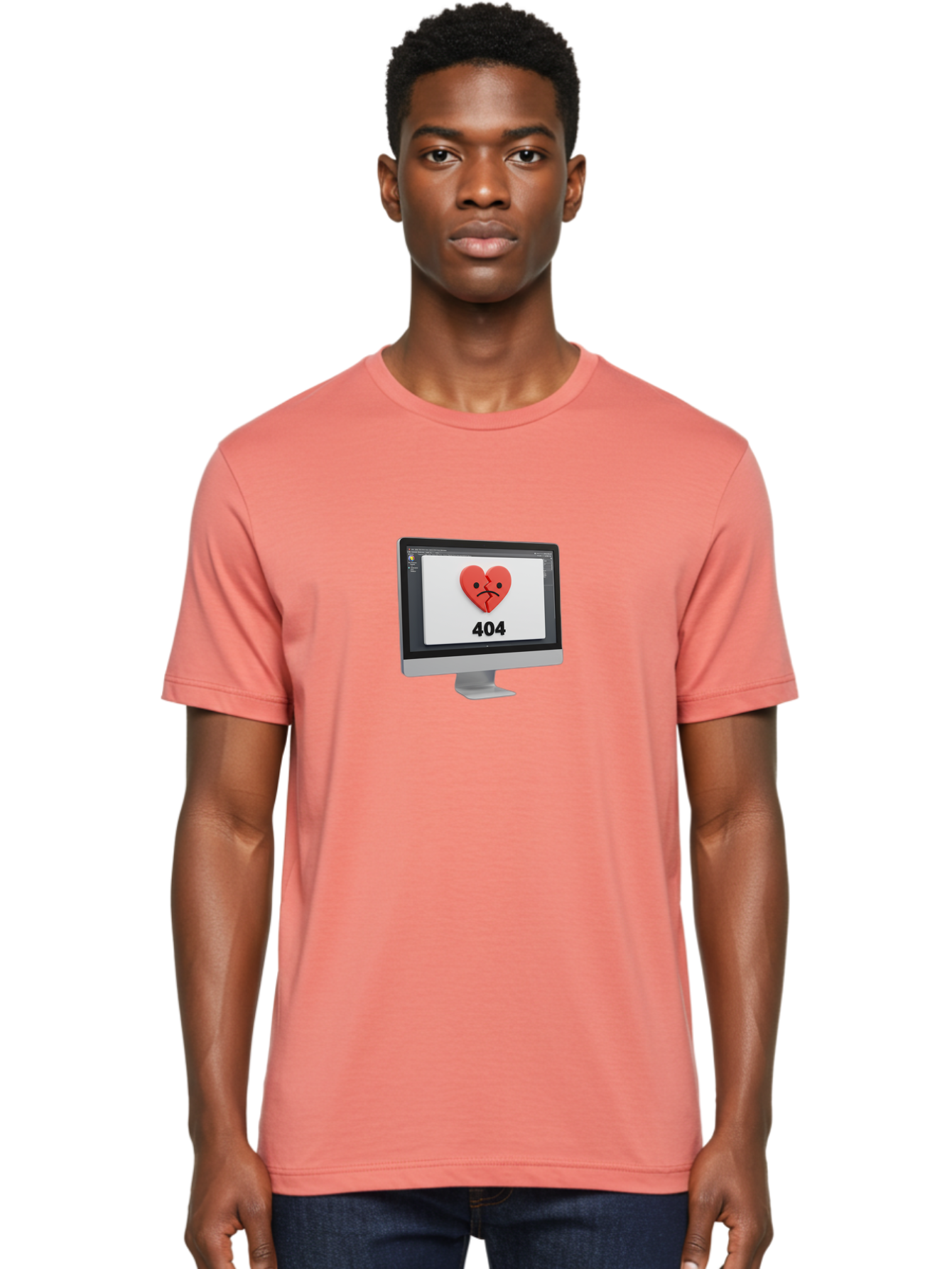 404-Error-Heart Men'S Graphic Tee, 100% Cotton, Comfortable Casual Summer Wear, Machine Washable, 404 Error Page, Broken Heart, Sad Face, Heartbreak Symbol, Webpage Not Found, Technical Issue, Error Message, Frustrated User Baa085