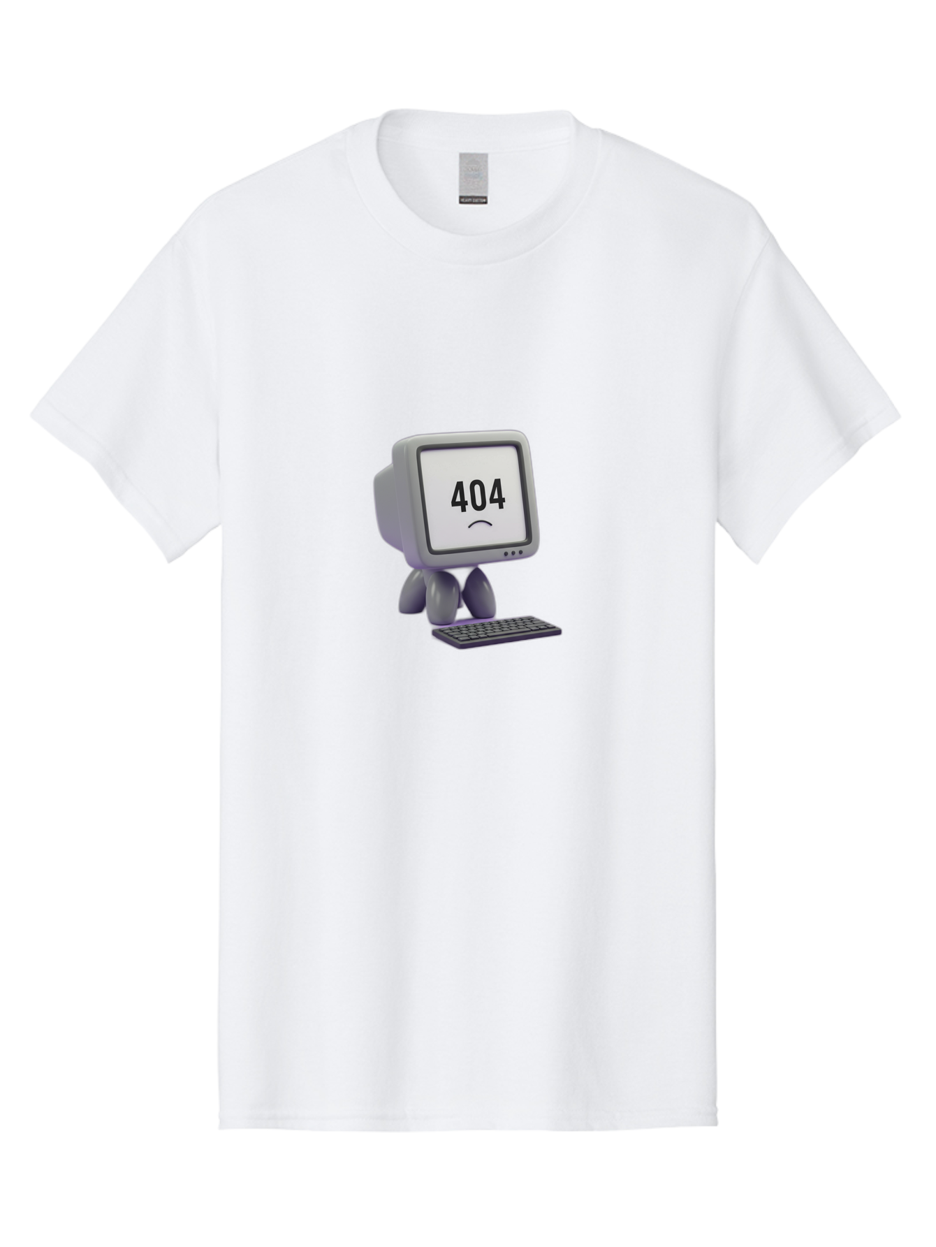 404-Error-Monitor Men'S Graphic Tee, 100% Cotton, Comfortable Casual Summer Wear, Machine Washable, 404 Error Message, Computer With Sad Face, Broken Link, Website Not Found, Error Page, Technical Issue, Webpage Unavailable, Sad Emoticon, Baa086