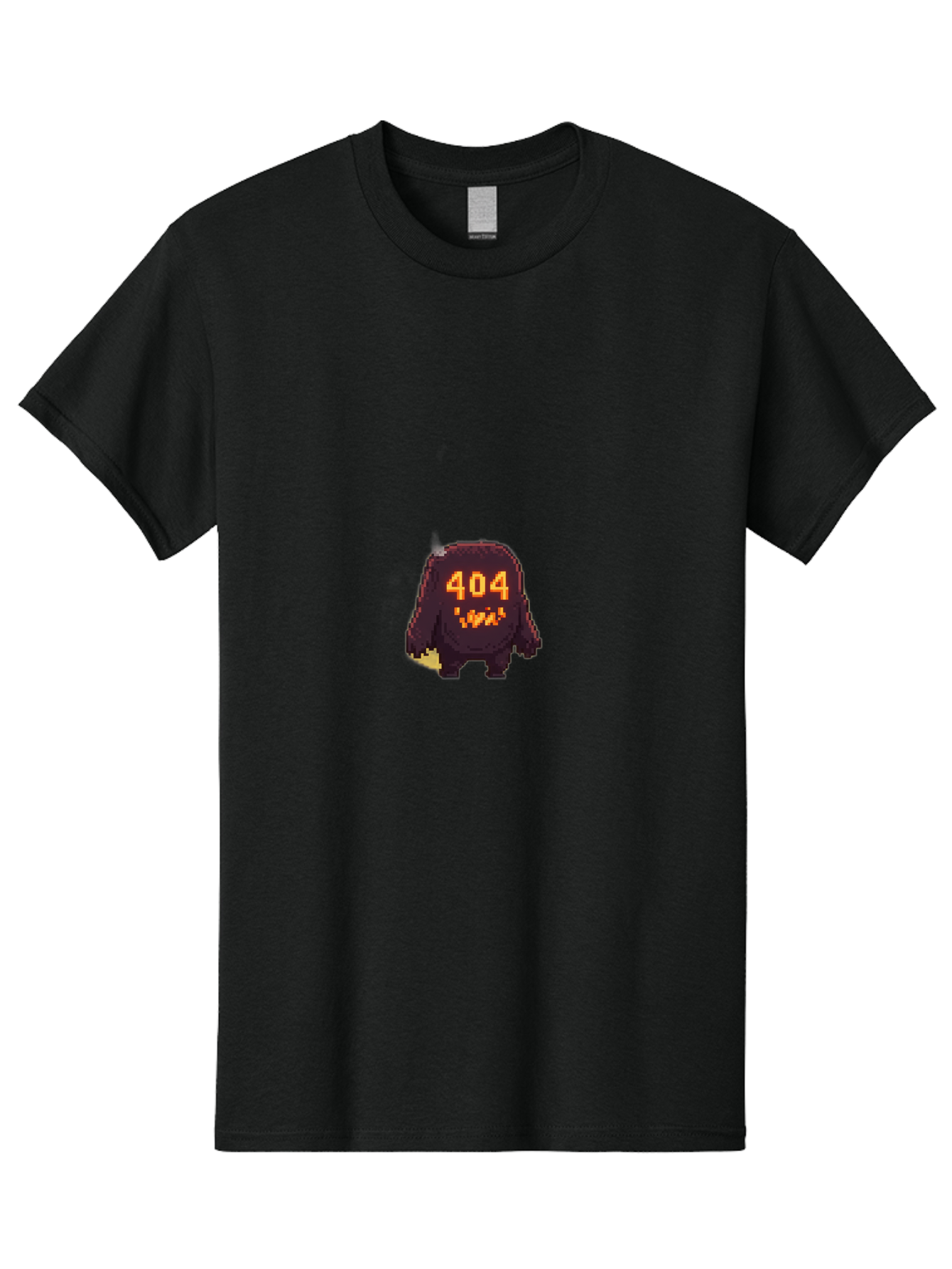 404-Monster-1 Men'S Graphic Tee, 100% Cotton, Comfortable Casual Summer Wear, Machine Washable, Pixel Art Monster, Error Message, 404 Error, Broken Link, Creepy Creature, Digital Art, Halloween Theme, Orange Glow, Dark Creature Baa098