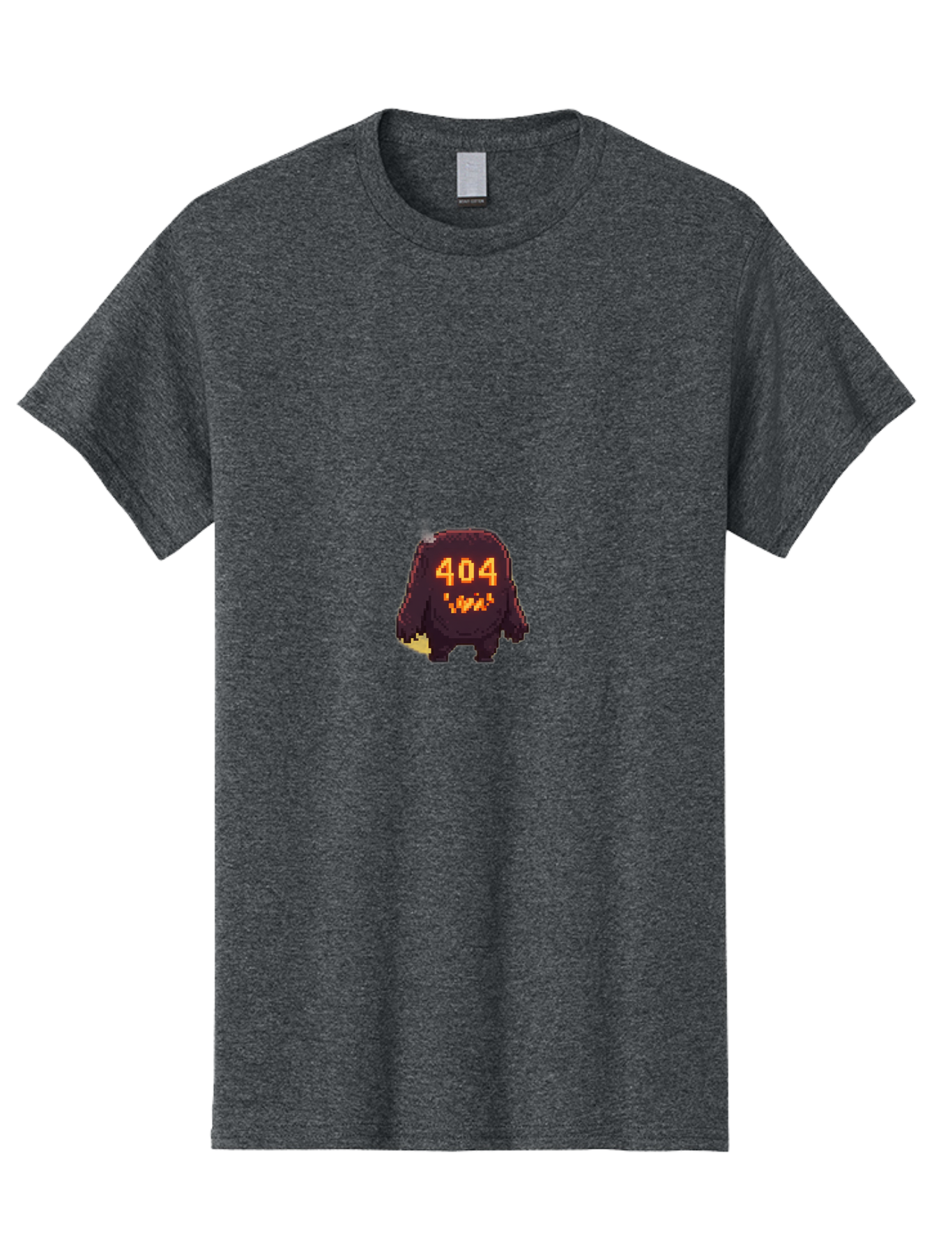 404-Monster-1 Men'S Graphic Tee, 100% Cotton, Comfortable Casual Summer Wear, Machine Washable, Pixel Art Monster, Error Message, 404 Error, Broken Link, Creepy Creature, Digital Art, Halloween Theme, Orange Glow, Dark Creature Baa098