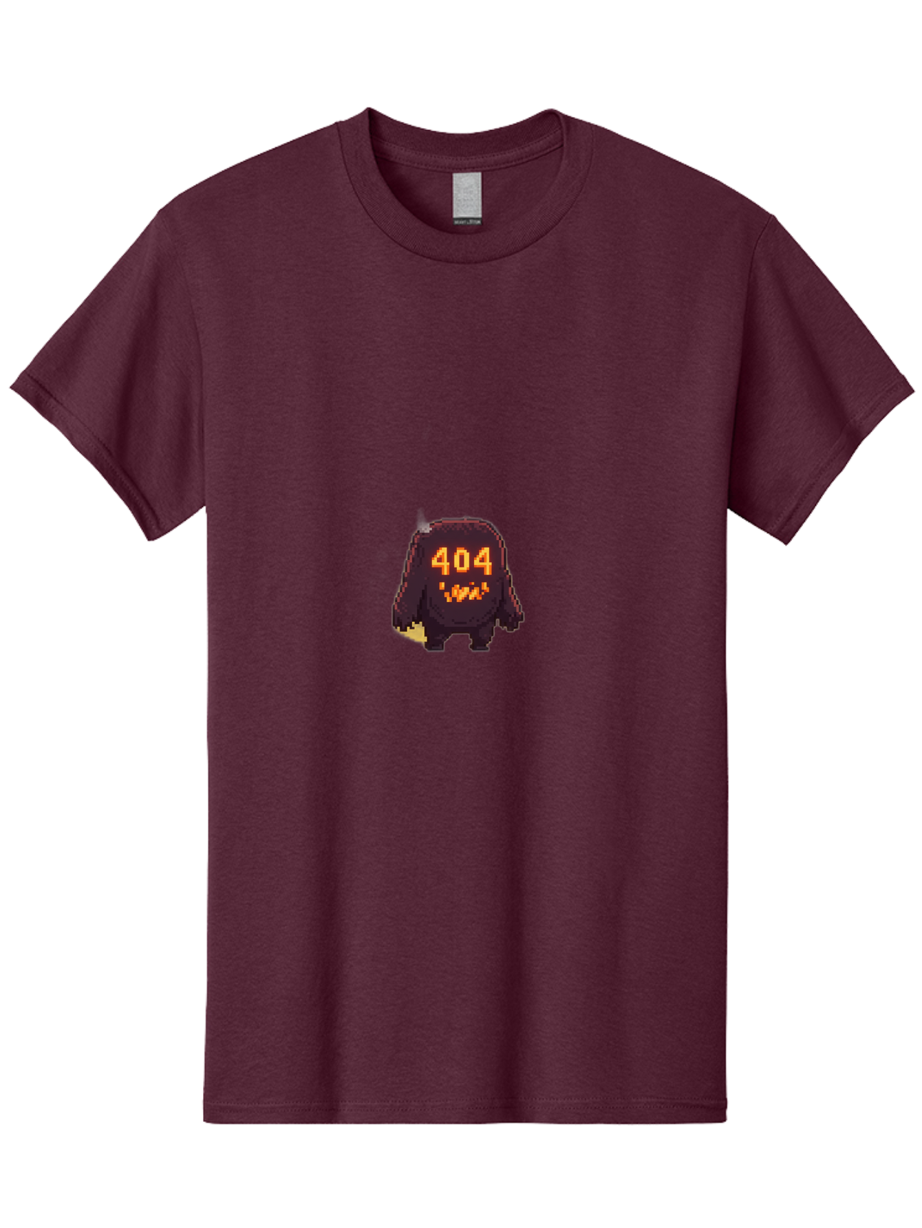 404-Monster-1 Men'S Graphic Tee, 100% Cotton, Comfortable Casual Summer Wear, Machine Washable, Pixel Art Monster, Error Message, 404 Error, Broken Link, Creepy Creature, Digital Art, Halloween Theme, Orange Glow, Dark Creature Baa098
