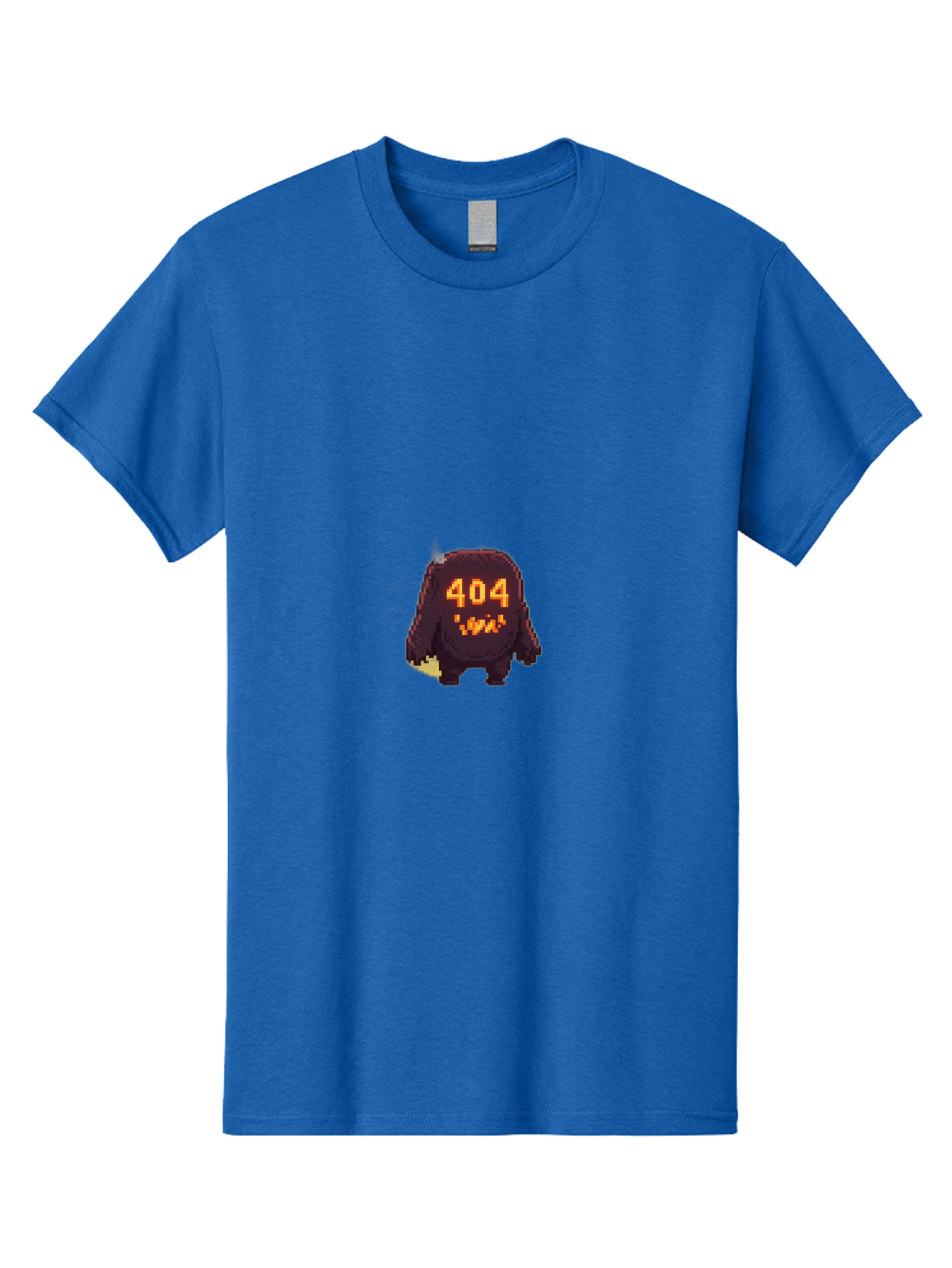 404-Monster-1 Men'S Graphic Tee, 100% Cotton, Comfortable Casual Summer Wear, Machine Washable, Pixel Art Monster, Error Message, 404 Error, Broken Link, Creepy Creature, Digital Art, Halloween Theme, Orange Glow, Dark Creature Baa098