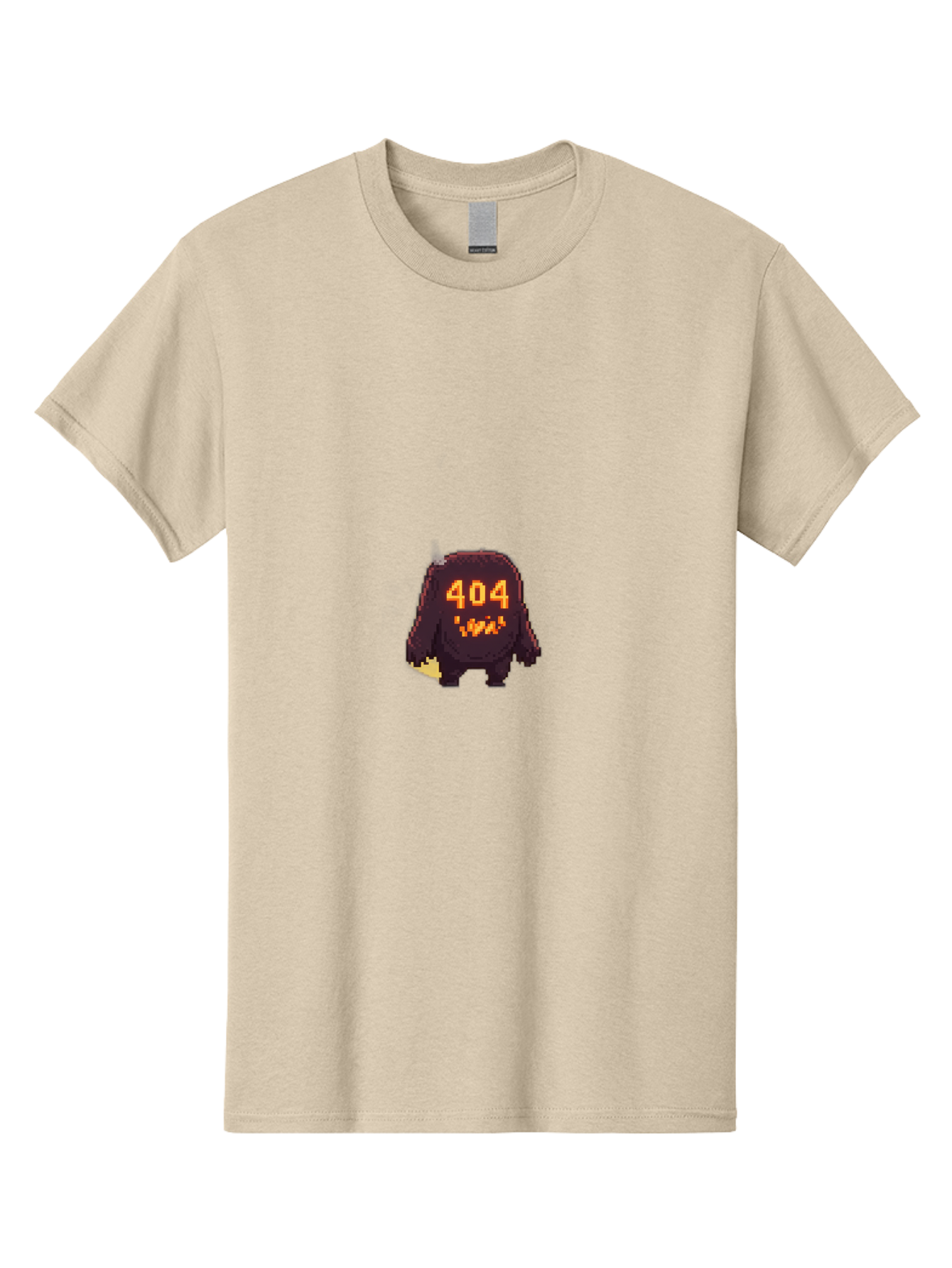 404-Monster-1 Men'S Graphic Tee, 100% Cotton, Comfortable Casual Summer Wear, Machine Washable, Pixel Art Monster, Error Message, 404 Error, Broken Link, Creepy Creature, Digital Art, Halloween Theme, Orange Glow, Dark Creature Baa098