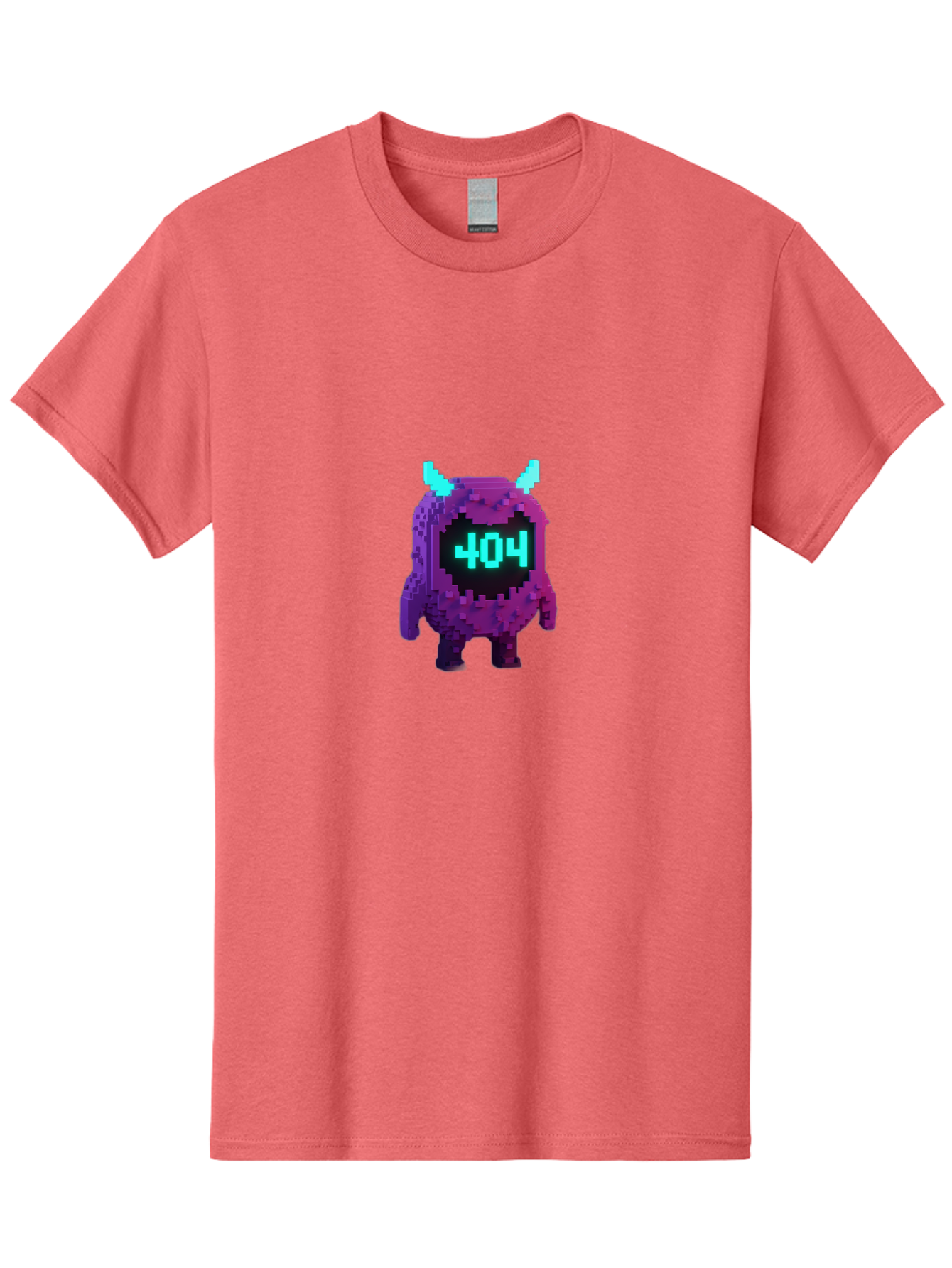 404-Monster-3 Men'S Graphic Tee, 100% Cotton, Comfortable Casual Summer Wear, Machine Washable, Pixel Art Monster, 404 Error, Digital Creature, Purple Monster, Blue Horns, Error Page, Glitchy Graphics, 8-Bit Style, Retro Gaming Baa100