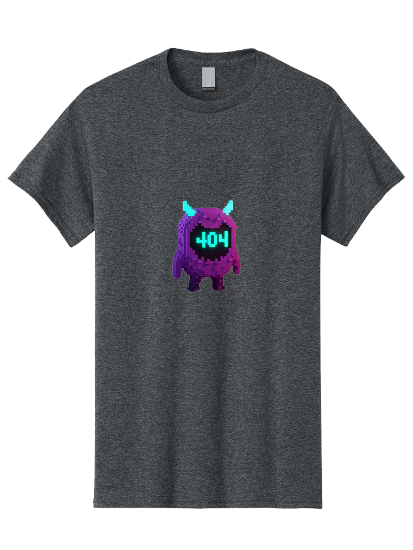404-Monster-3 Men'S Graphic Tee, 100% Cotton, Comfortable Casual Summer Wear, Machine Washable, Pixel Art Monster, 404 Error, Digital Creature, Purple Monster, Blue Horns, Error Page, Glitchy Graphics, 8-Bit Style, Retro Gaming Baa100