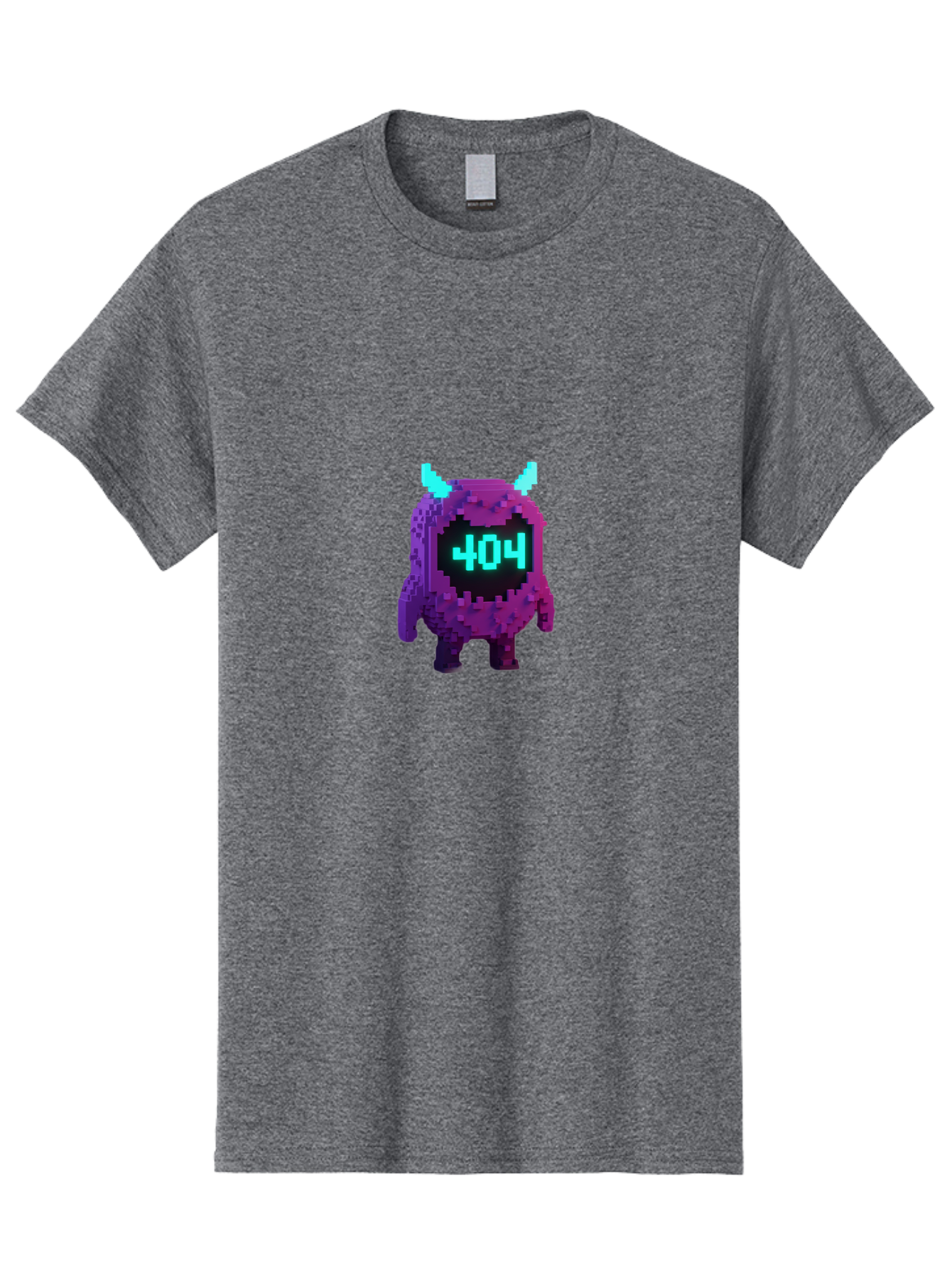 404-Monster-3 Men'S Graphic Tee, 100% Cotton, Comfortable Casual Summer Wear, Machine Washable, Pixel Art Monster, 404 Error, Digital Creature, Purple Monster, Blue Horns, Error Page, Glitchy Graphics, 8-Bit Style, Retro Gaming Baa100